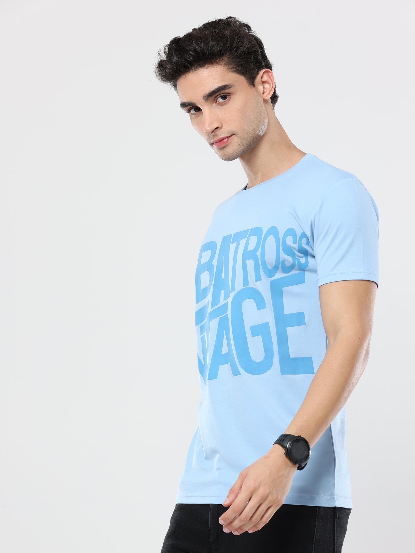 Classic Italian Blue Albatross Vintage puff printed T-shirt for men