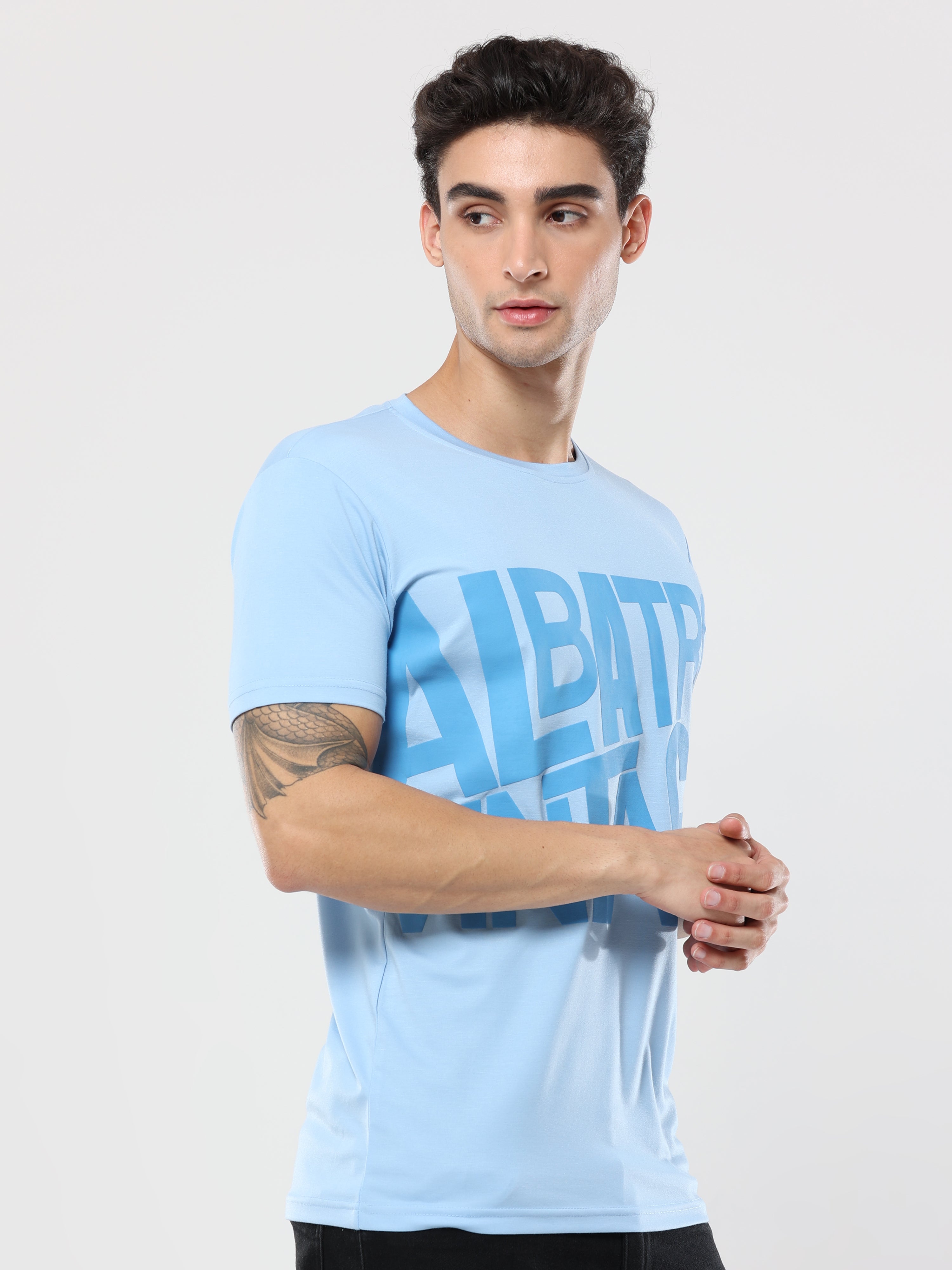 Classic Italian Blue Albatross Vintage puff printed T-shirt for men