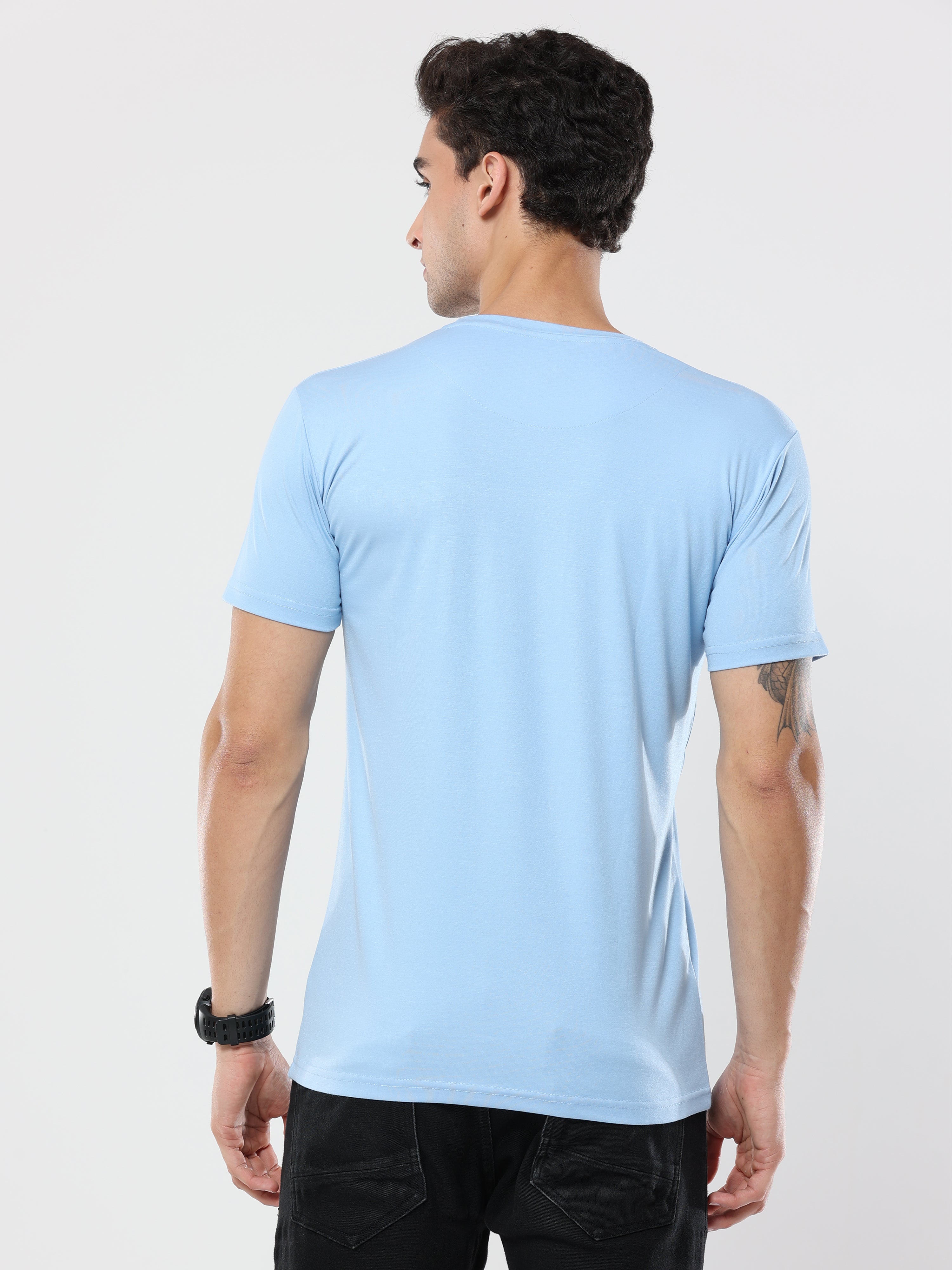 Classic Italian Blue Albatross Vintage puff printed T-shirt for men