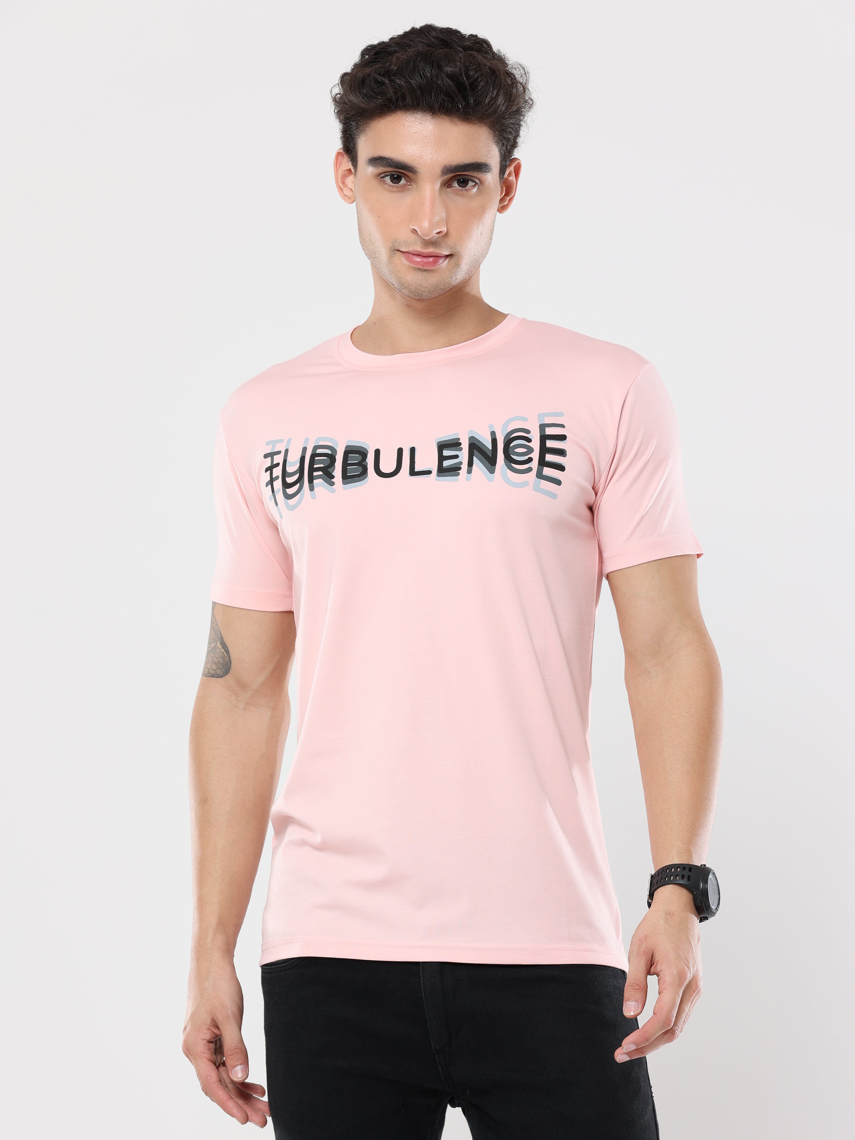 Classic Italian Baby Pink Turbulence printed T-shirt for men