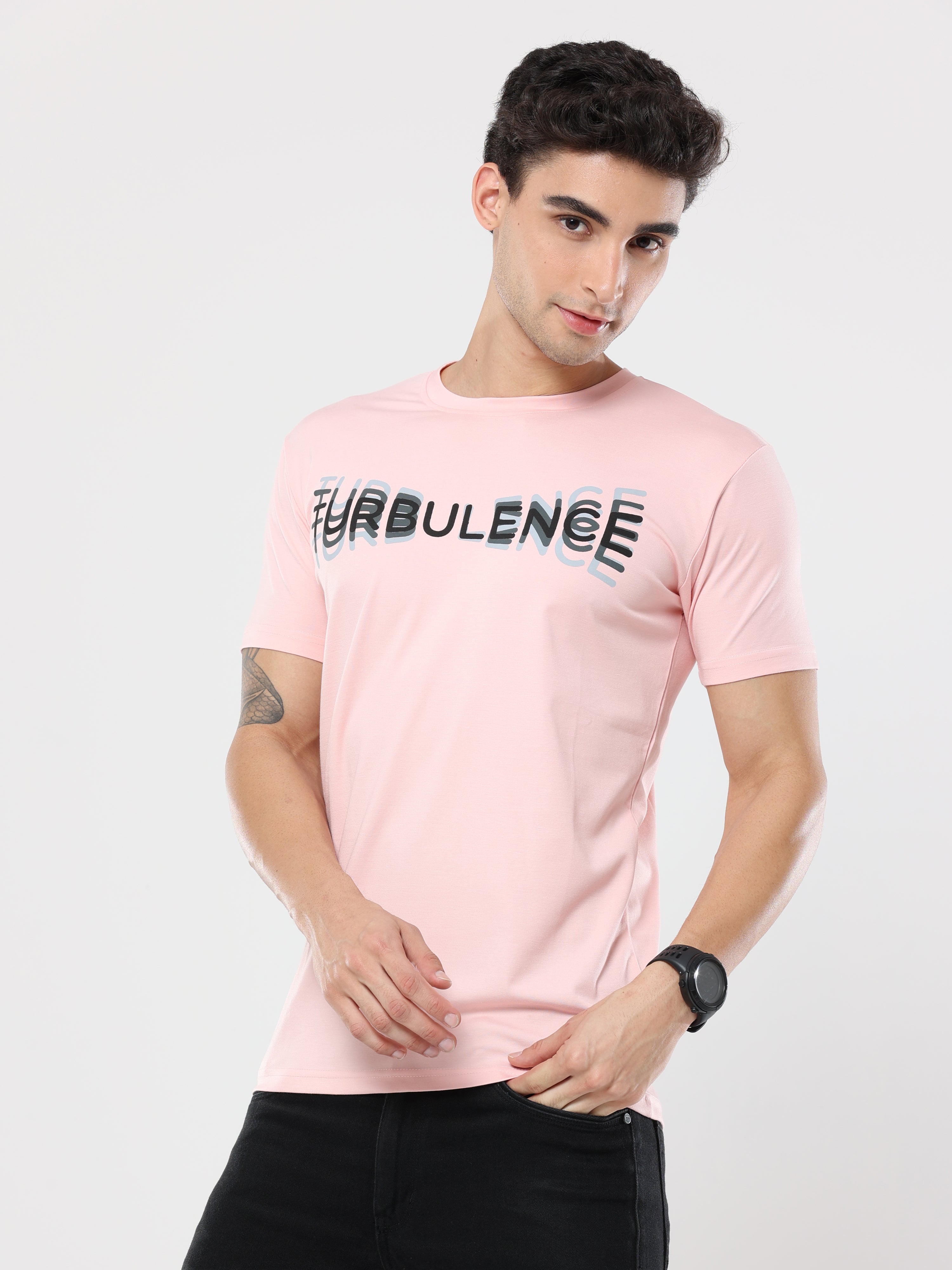 Classic Italian Baby Pink Turbulence printed T-shirt for men