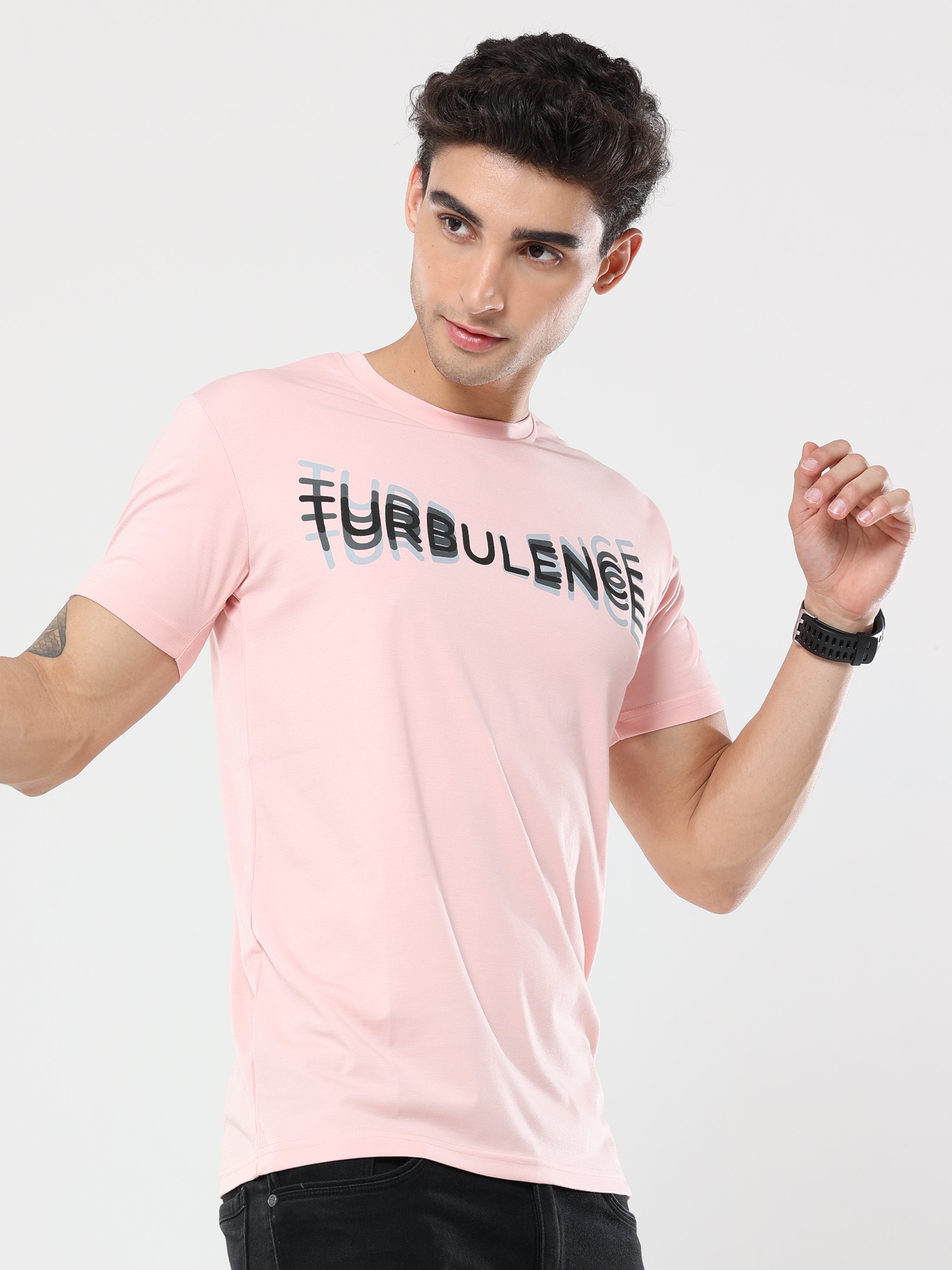 Classic Italian Baby Pink Turbulence printed T-shirt for men