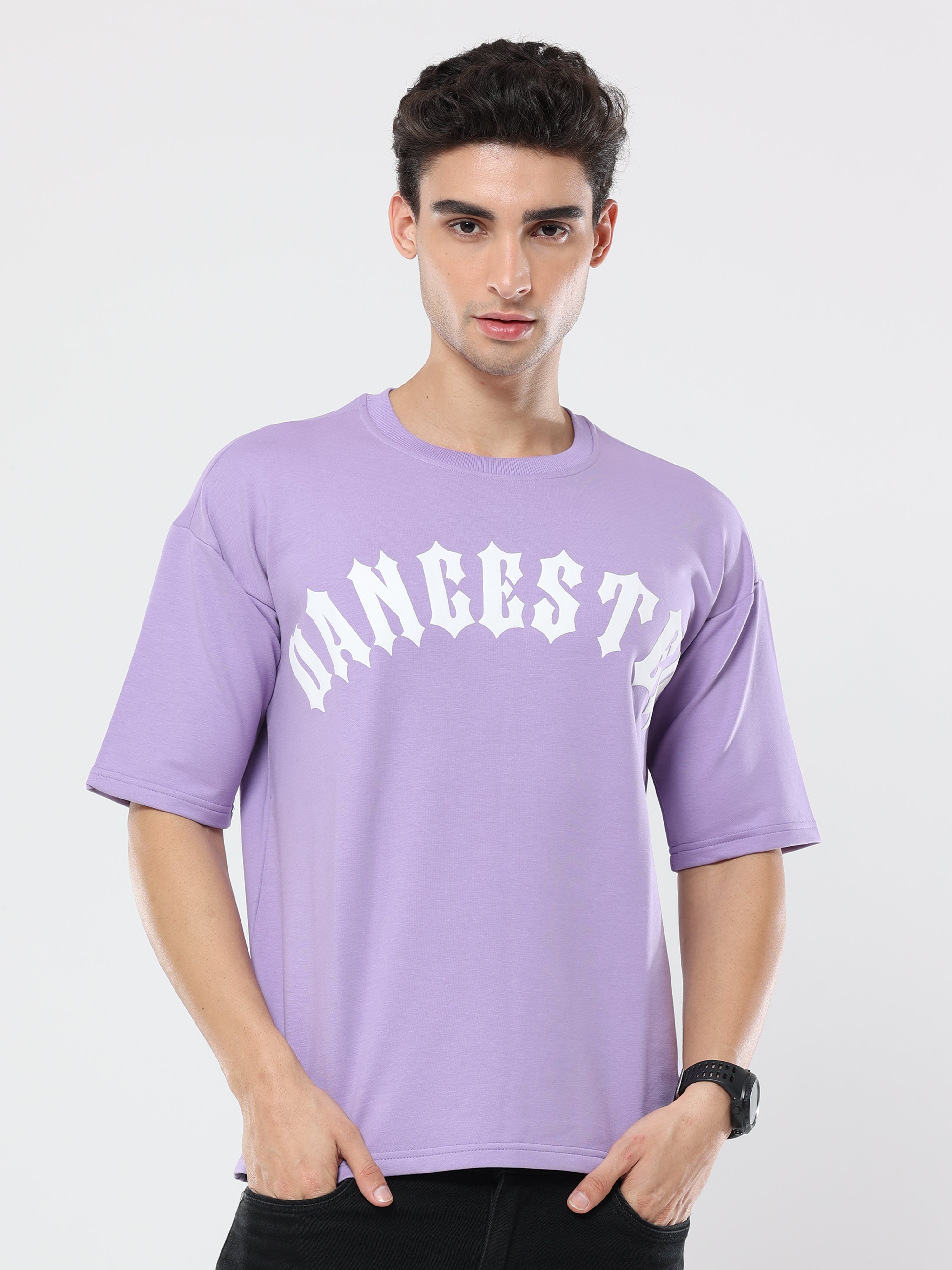 Purple Dancester Print very premium Quality Oversized T-Shirt