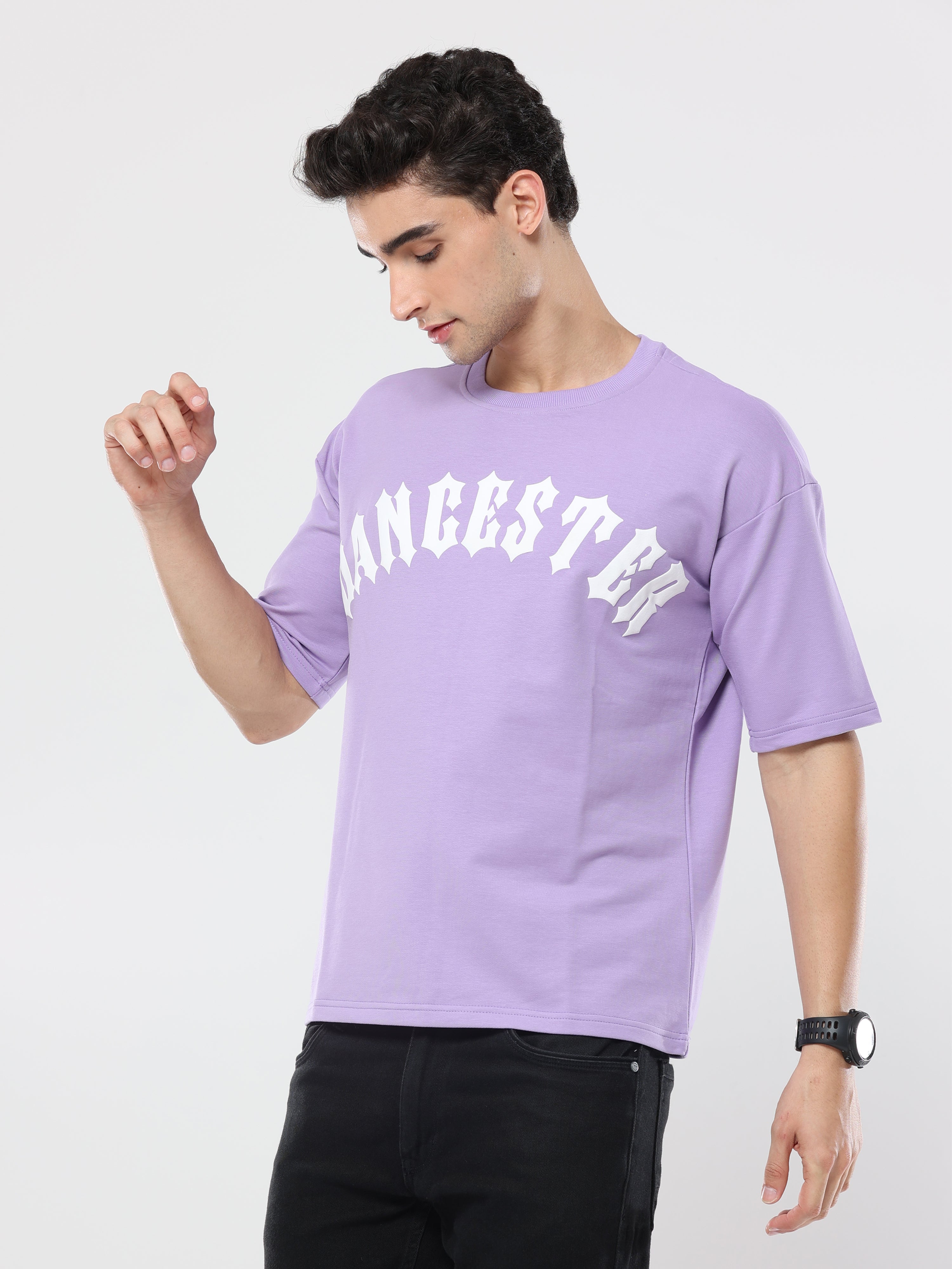 Purple Dancester Print very premium Quality Oversized T-Shirt