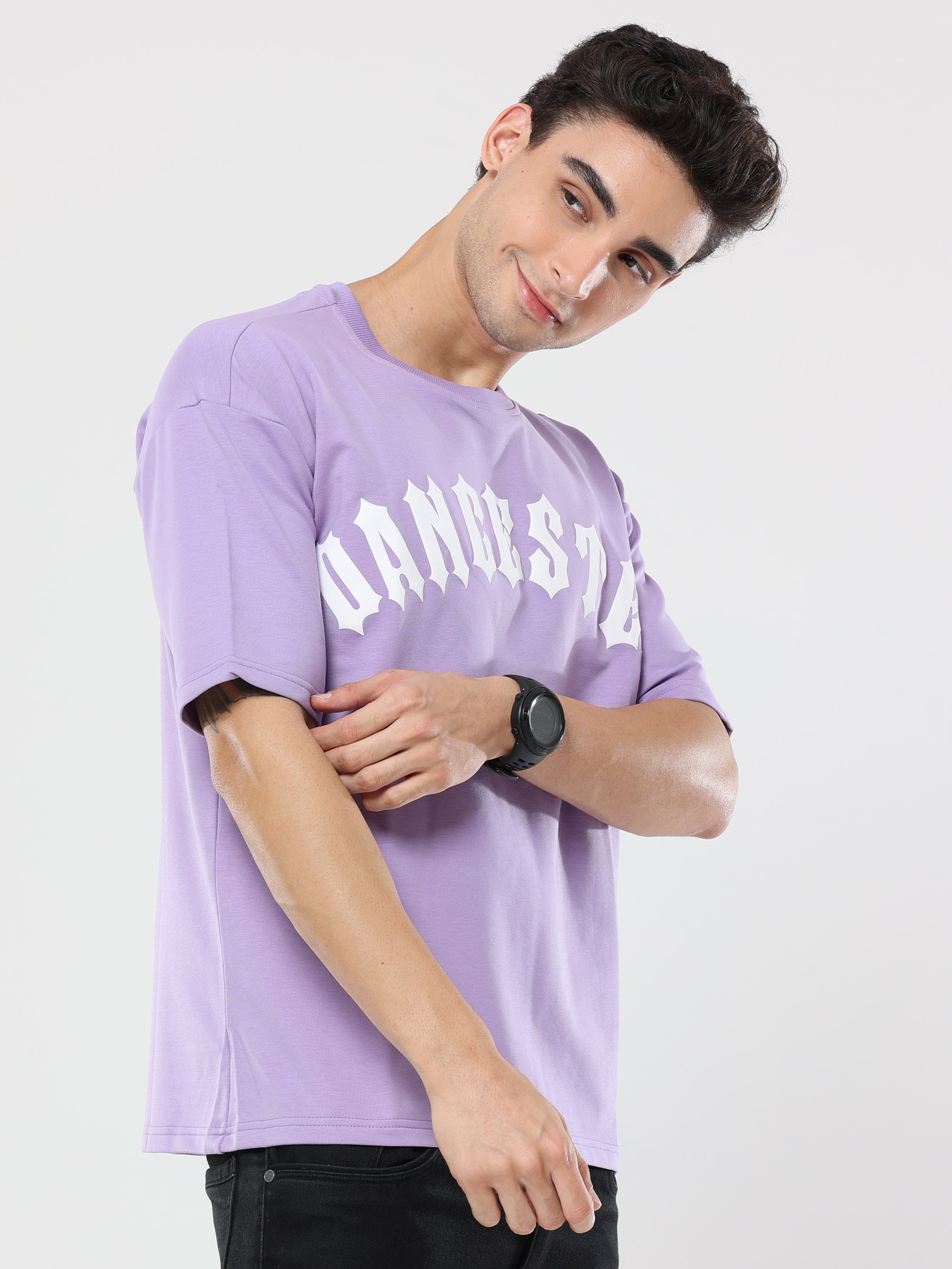 Purple Dancester Print very premium Quality Oversized T-Shirt