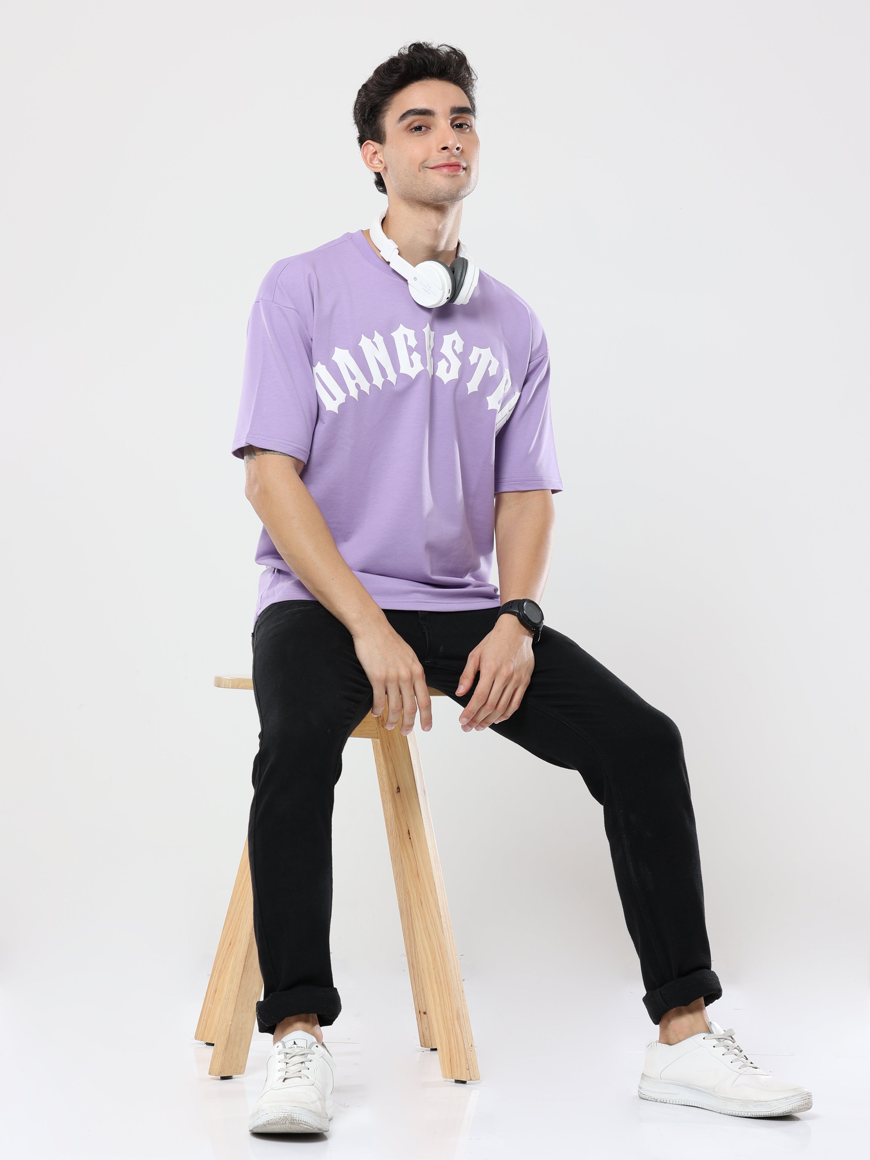 Purple Dancester Print very premium Quality Oversized T-Shirt