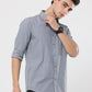Gray graph checkerd shirt with pocket for men