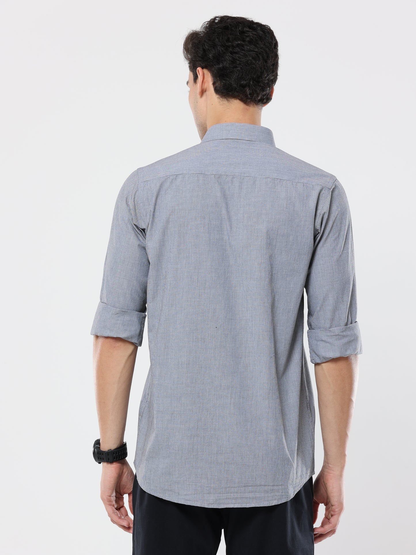 Gray graph checkerd shirt with pocket for men