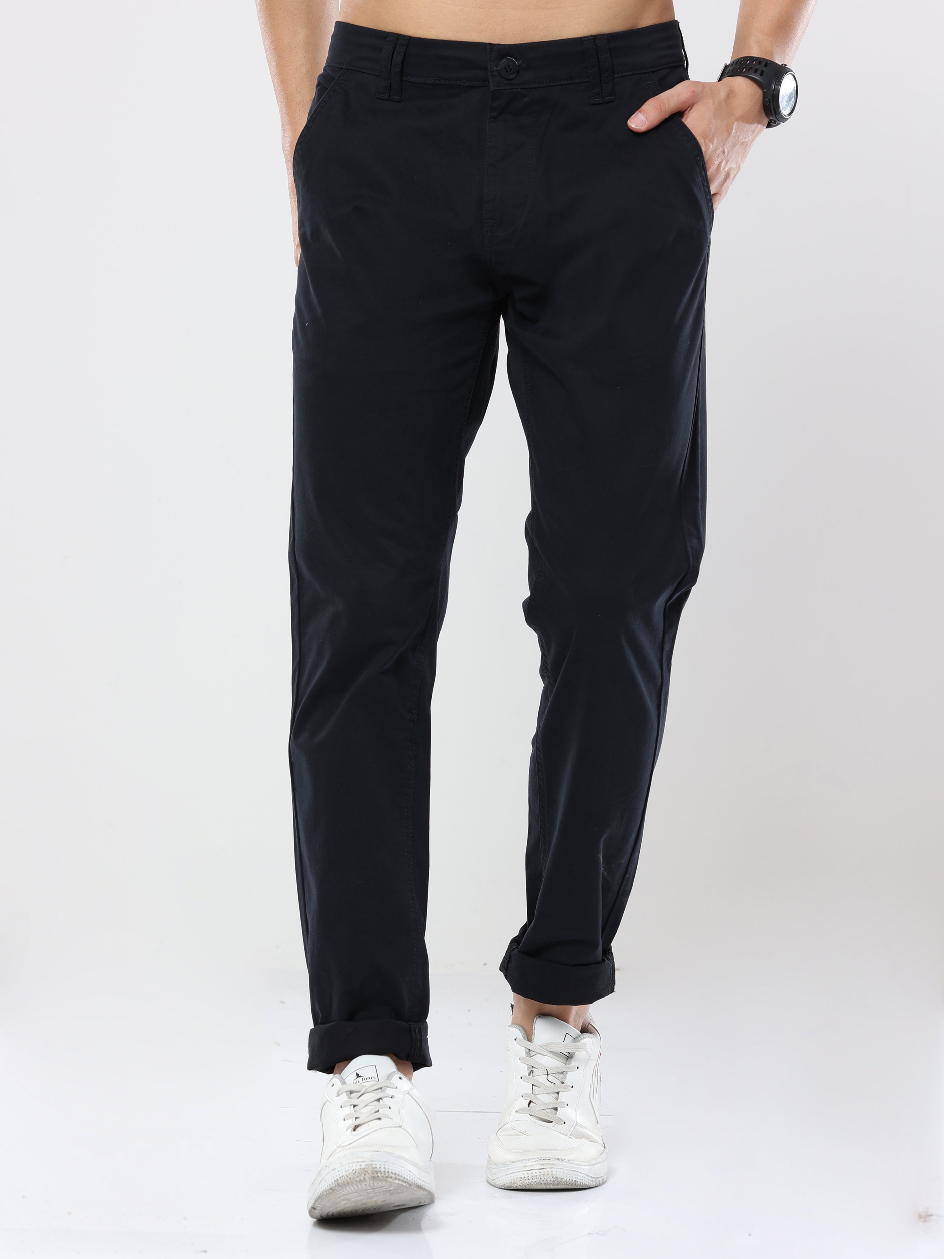 Albatross Plain classic Navy Blue chinos for mens