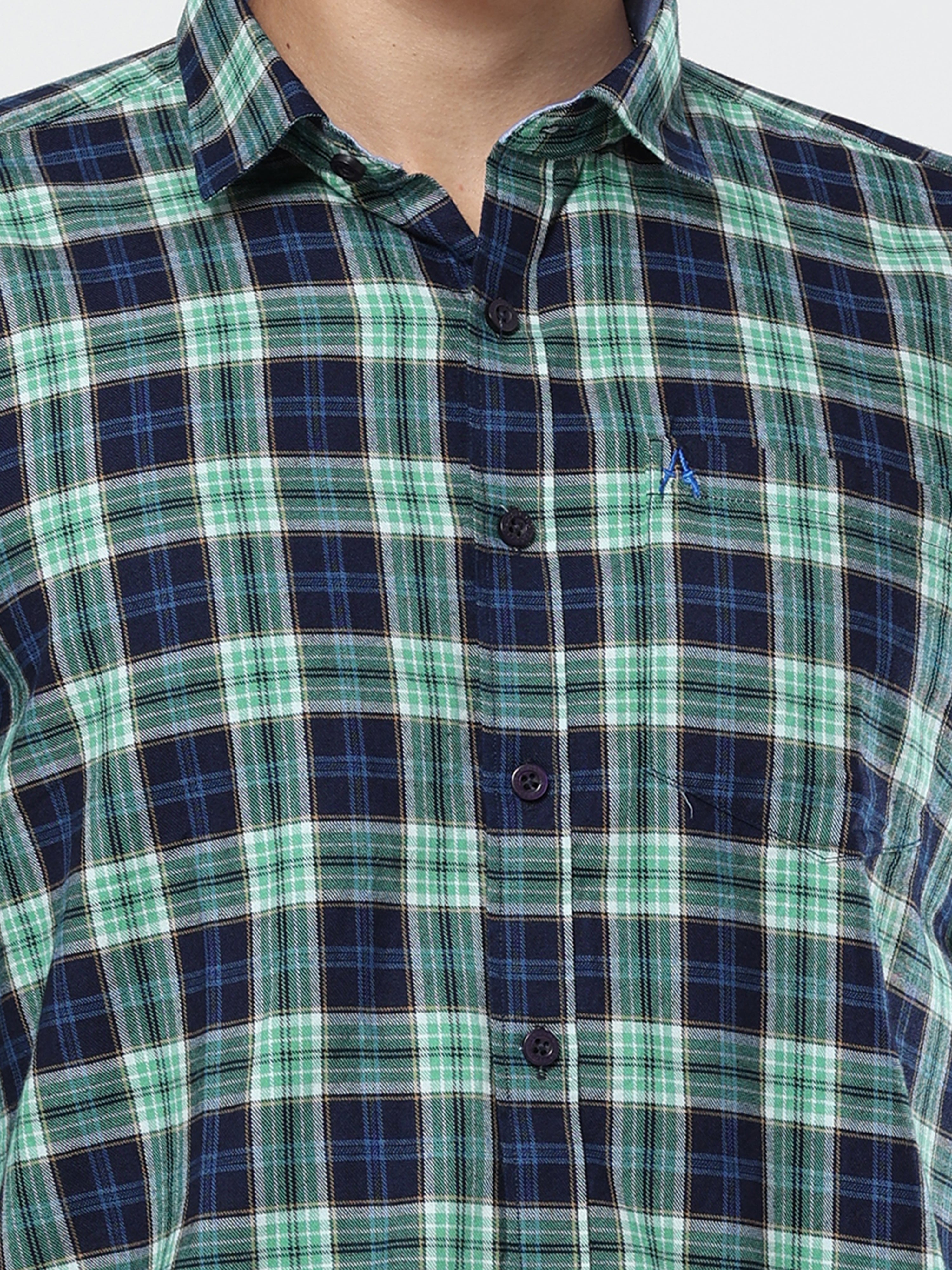 Green Blue plaid checks shirt for men