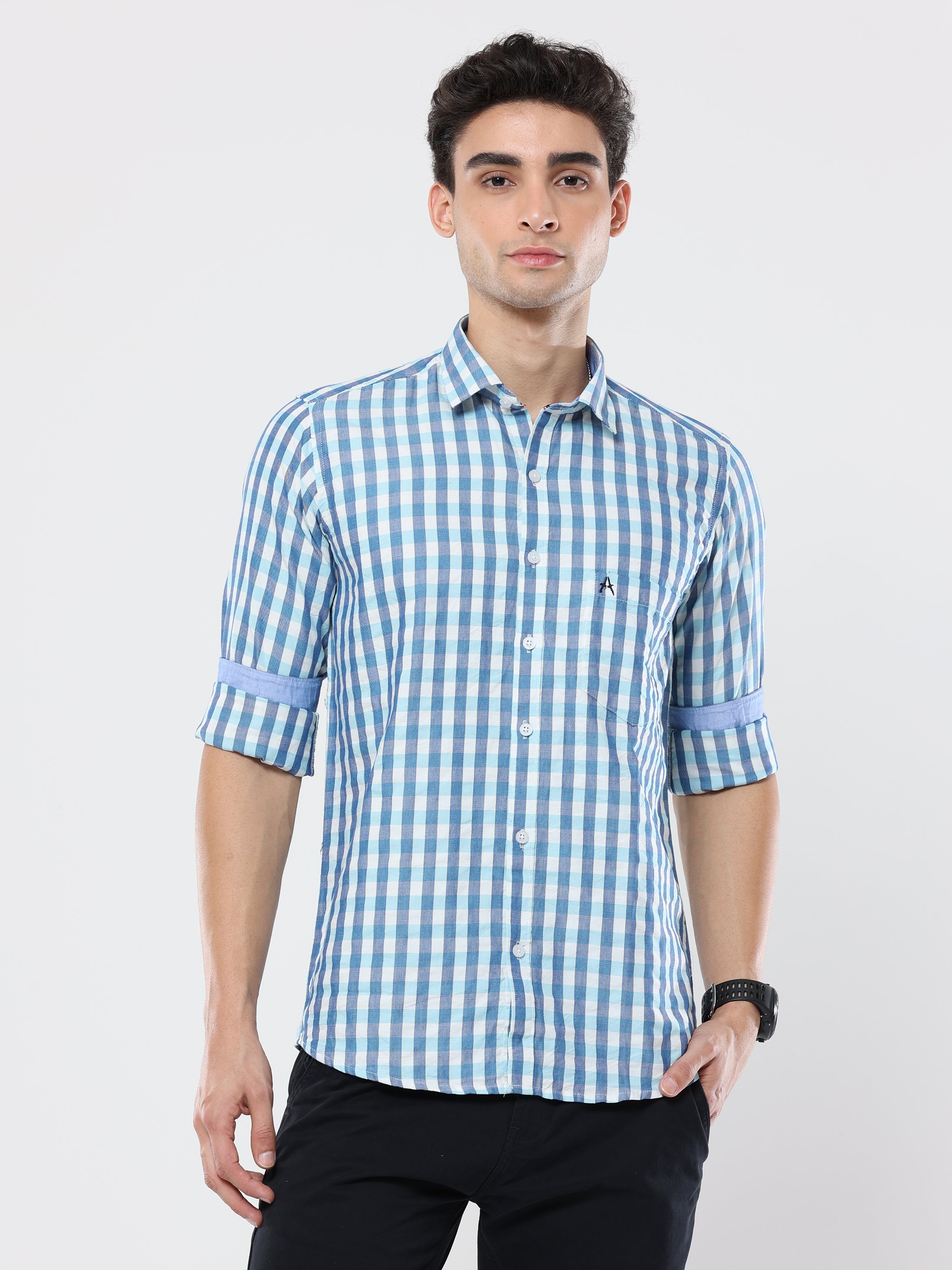 Blue buffalo Checks premium Cotton shirt for men