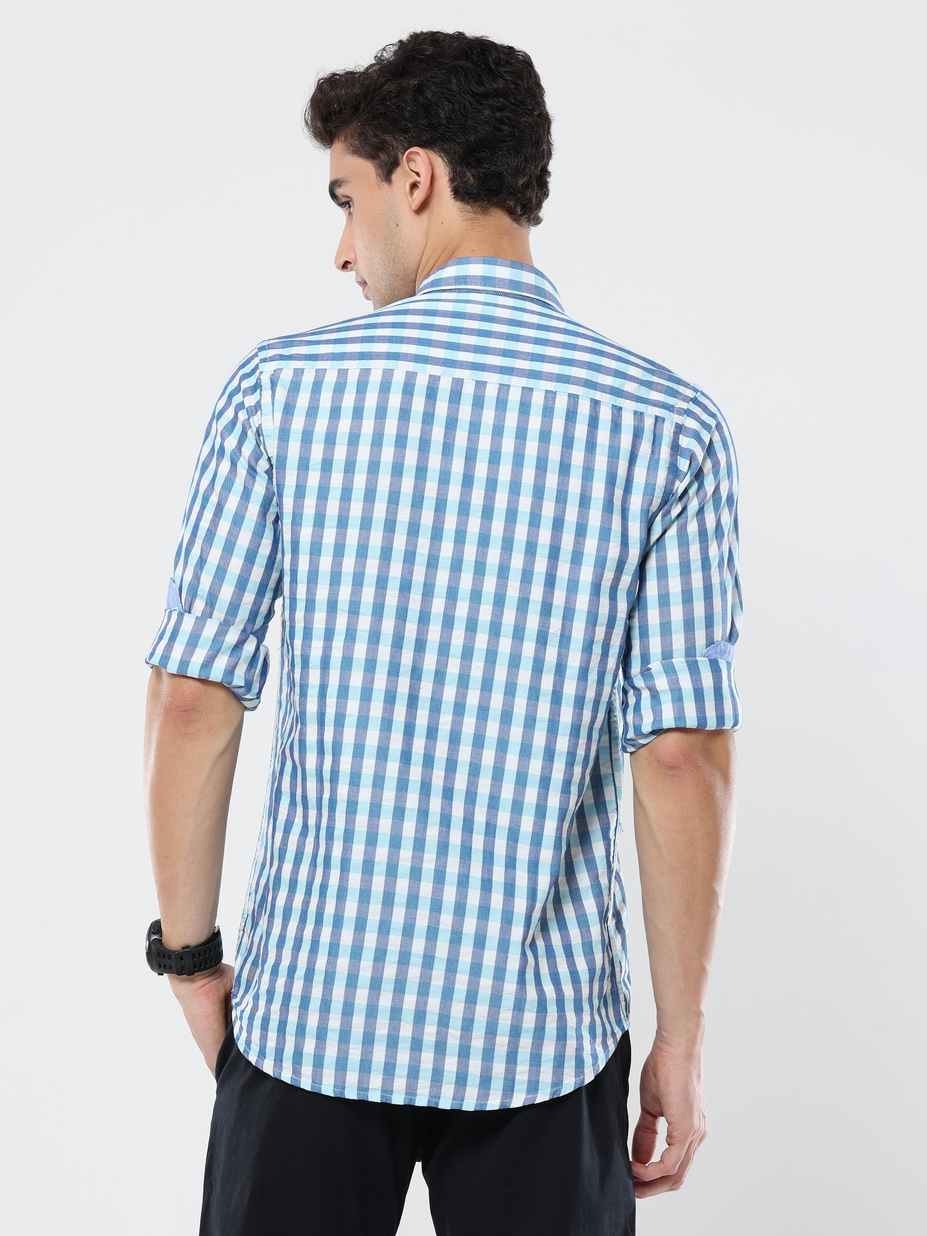 Blue buffalo Checks premium Cotton shirt for men