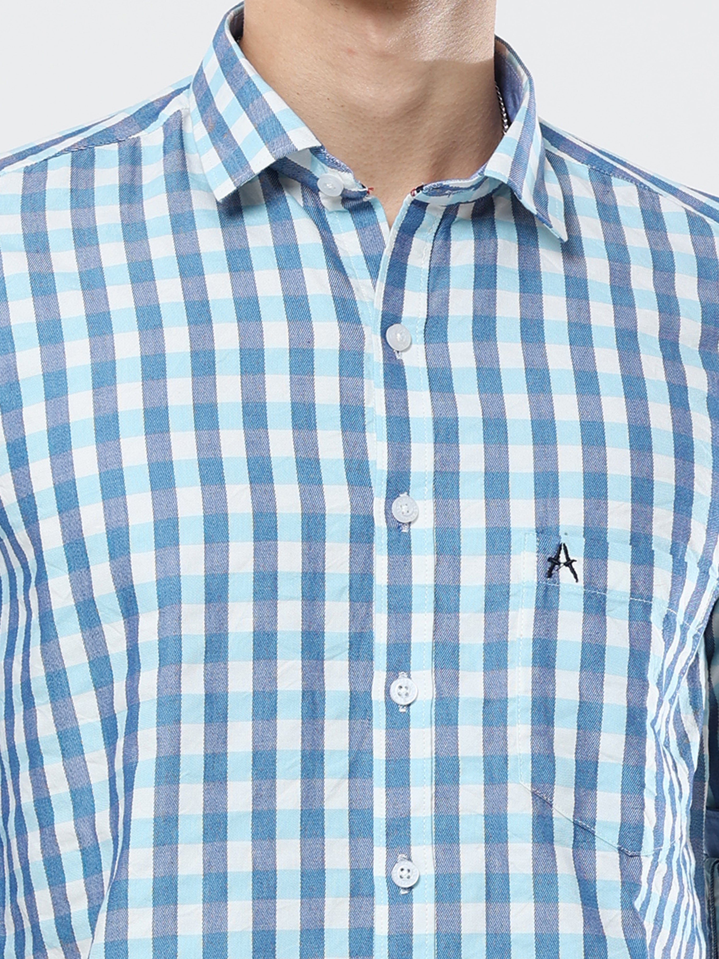 Blue buffalo Checks premium Cotton shirt for men