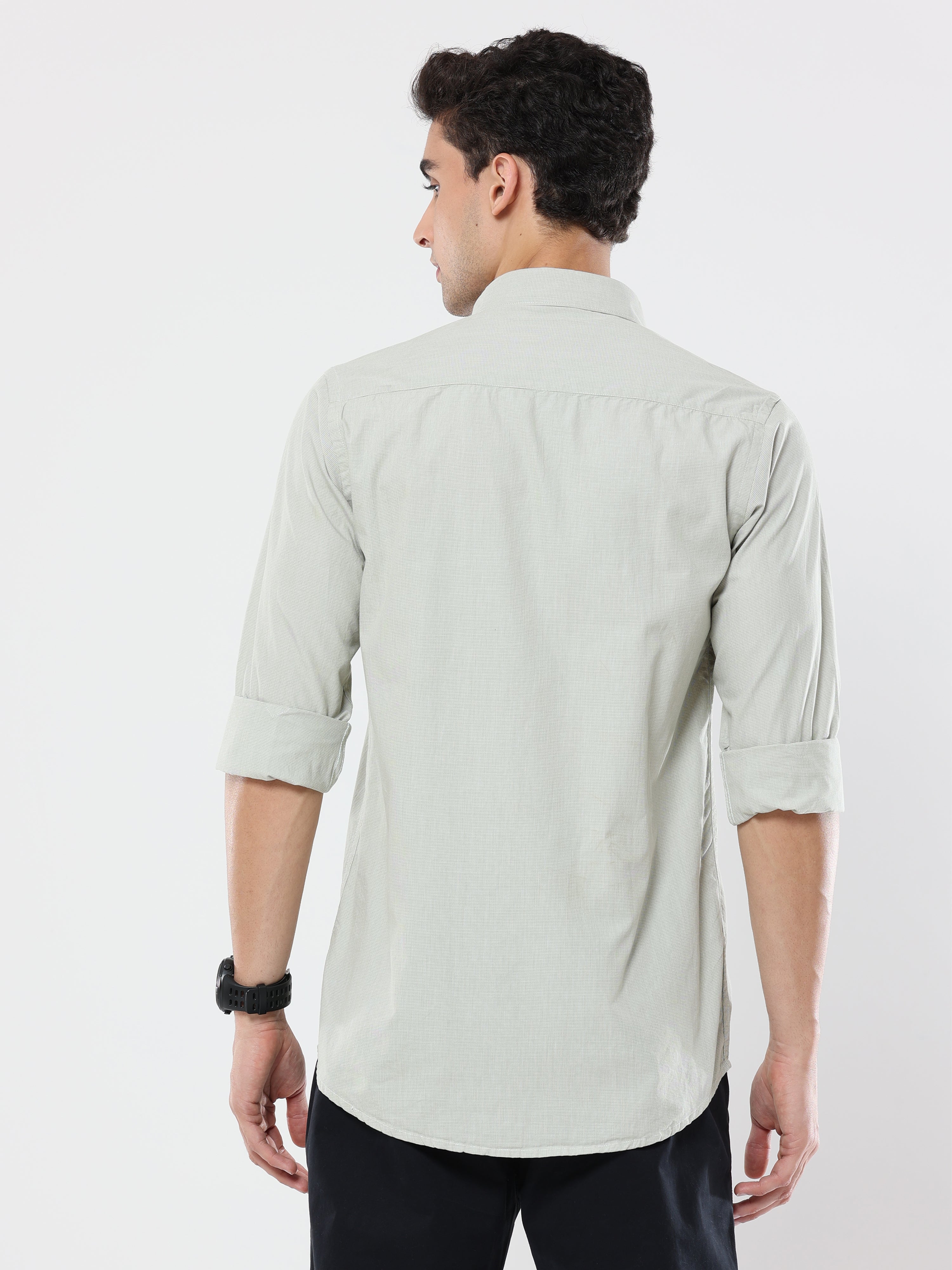 Pastel green graph checks shirt for Men