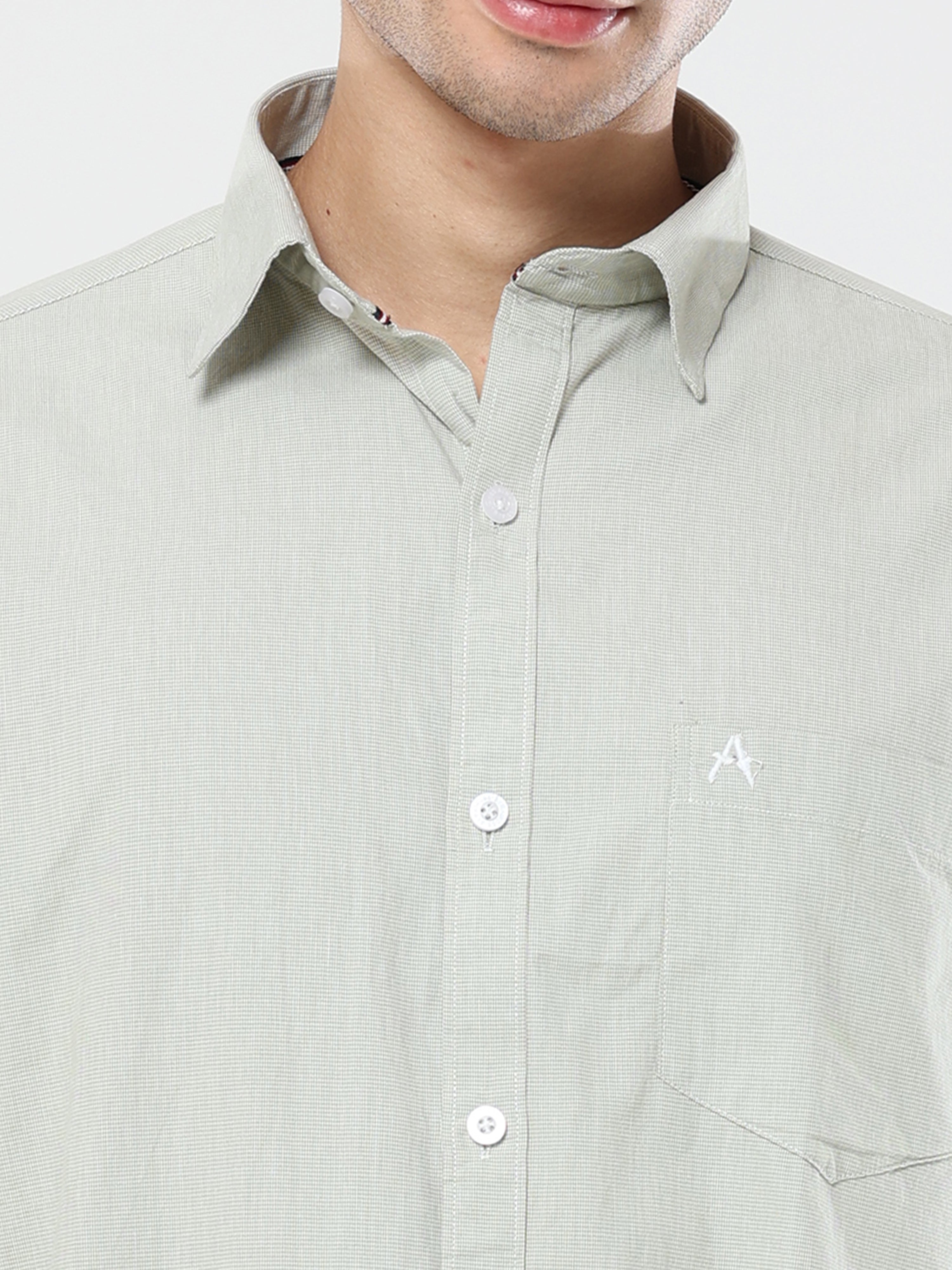 Pastel green graph checks shirt for Men