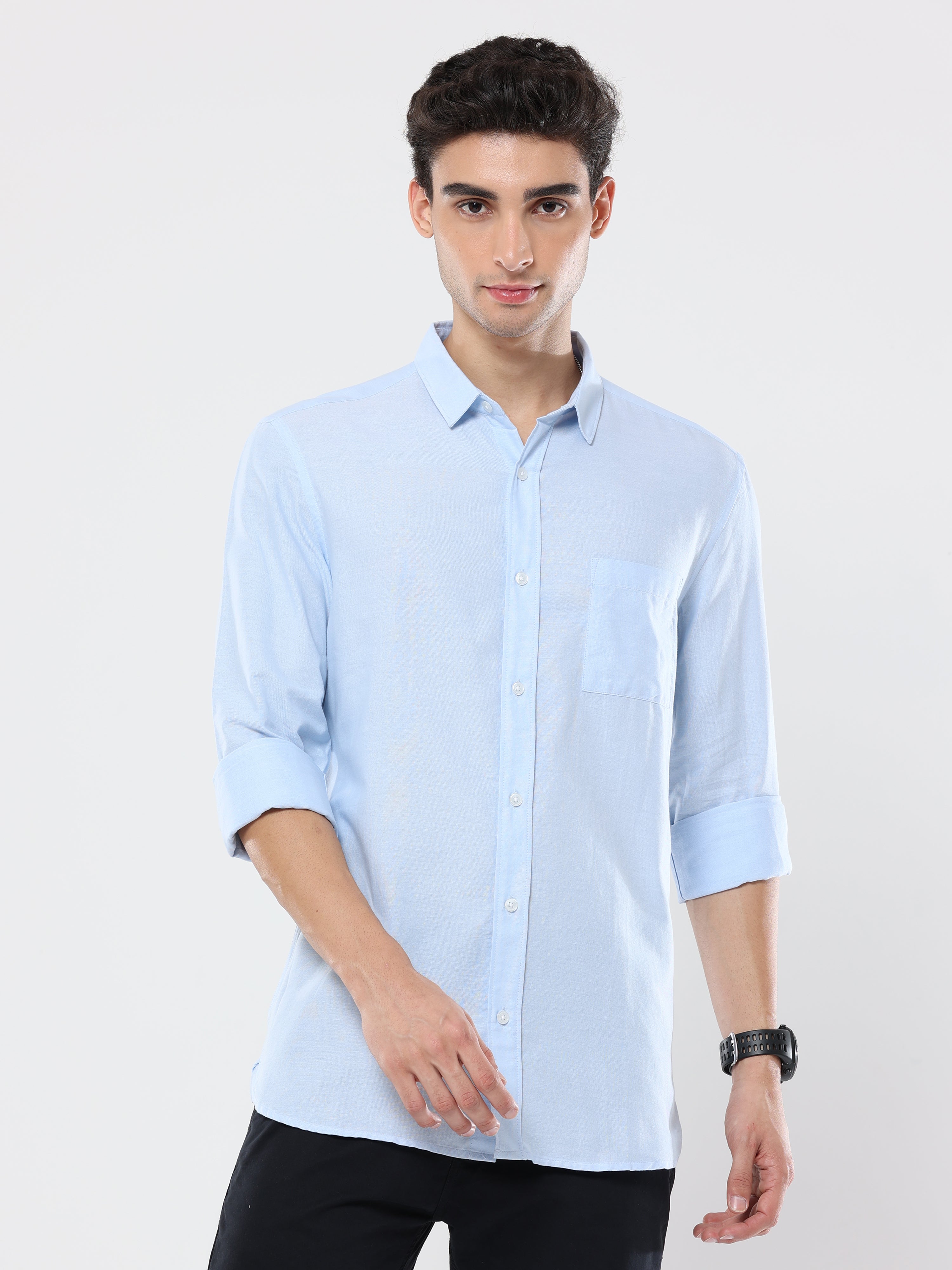 Plain Light blue Premium cotton Formal Shirt for men