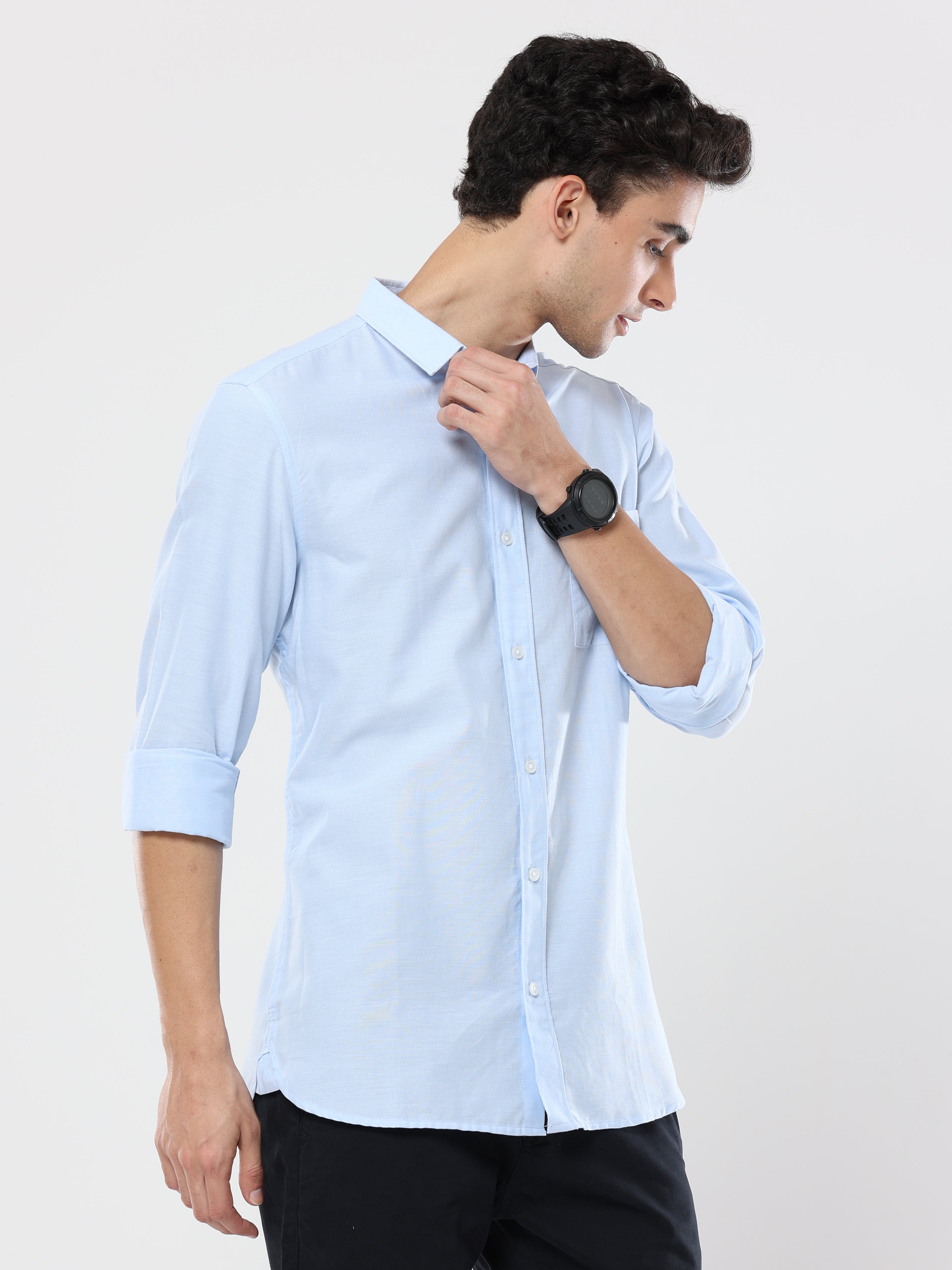 Plain Light blue Premium cotton Formal Shirt for men