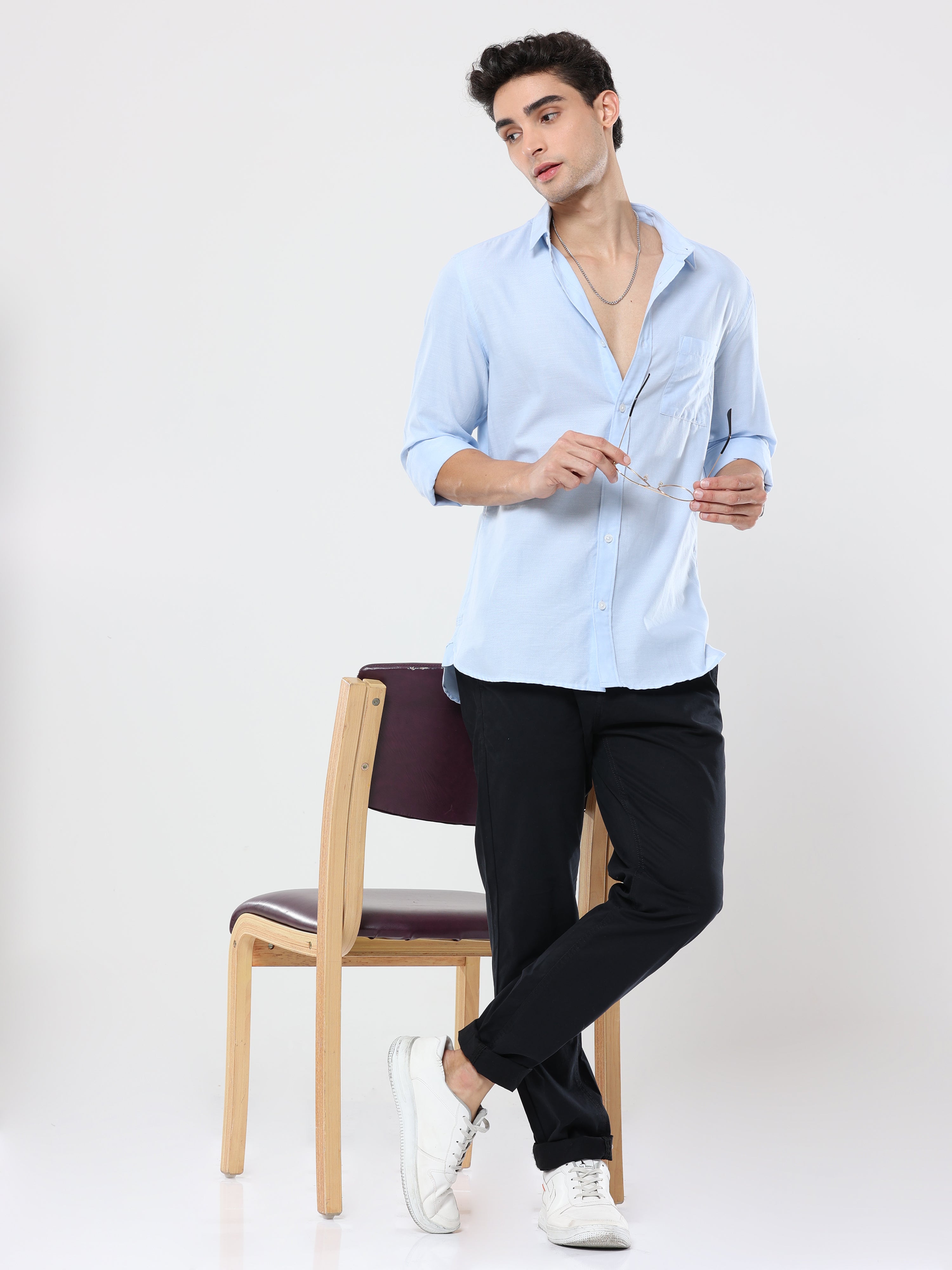 Plain Light blue Premium cotton Formal Shirt for men