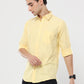 Lemon Yellow Plain premium Cotton linen shirt with pocket for men