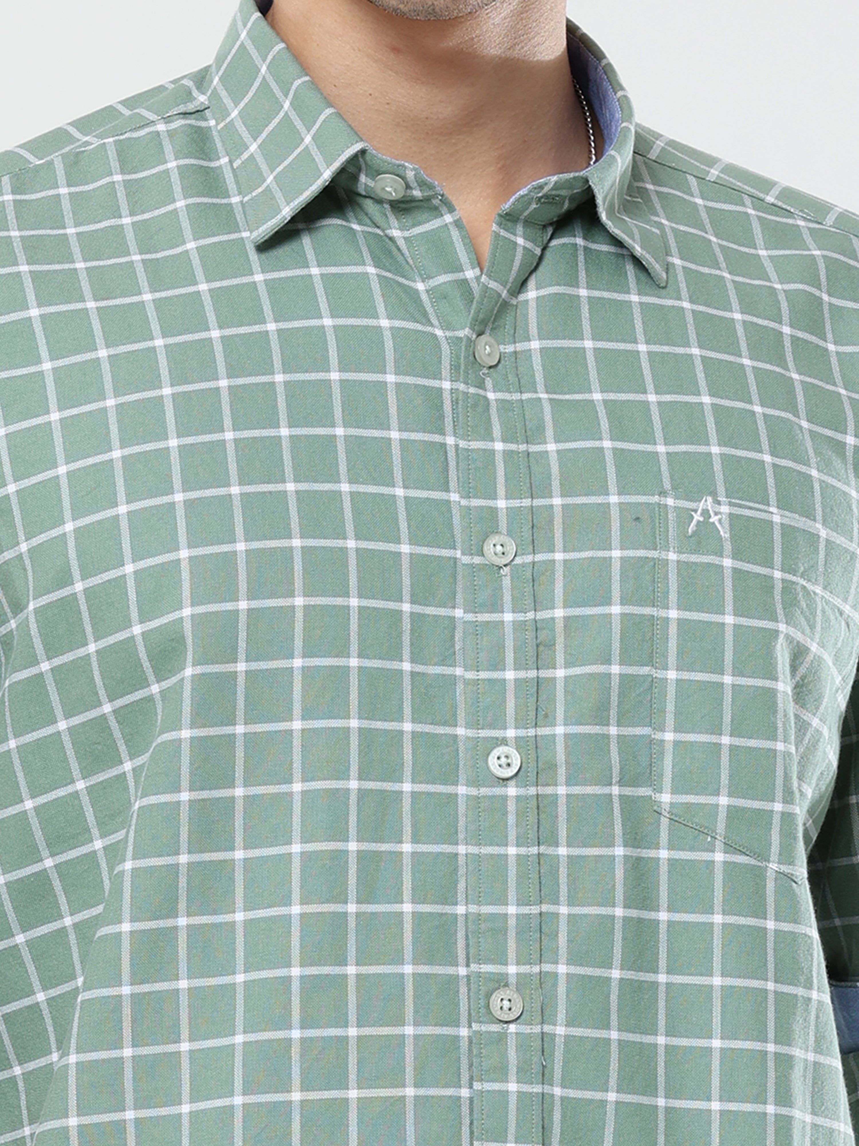 Green Big Graph Checks premium Cotton shirt for men