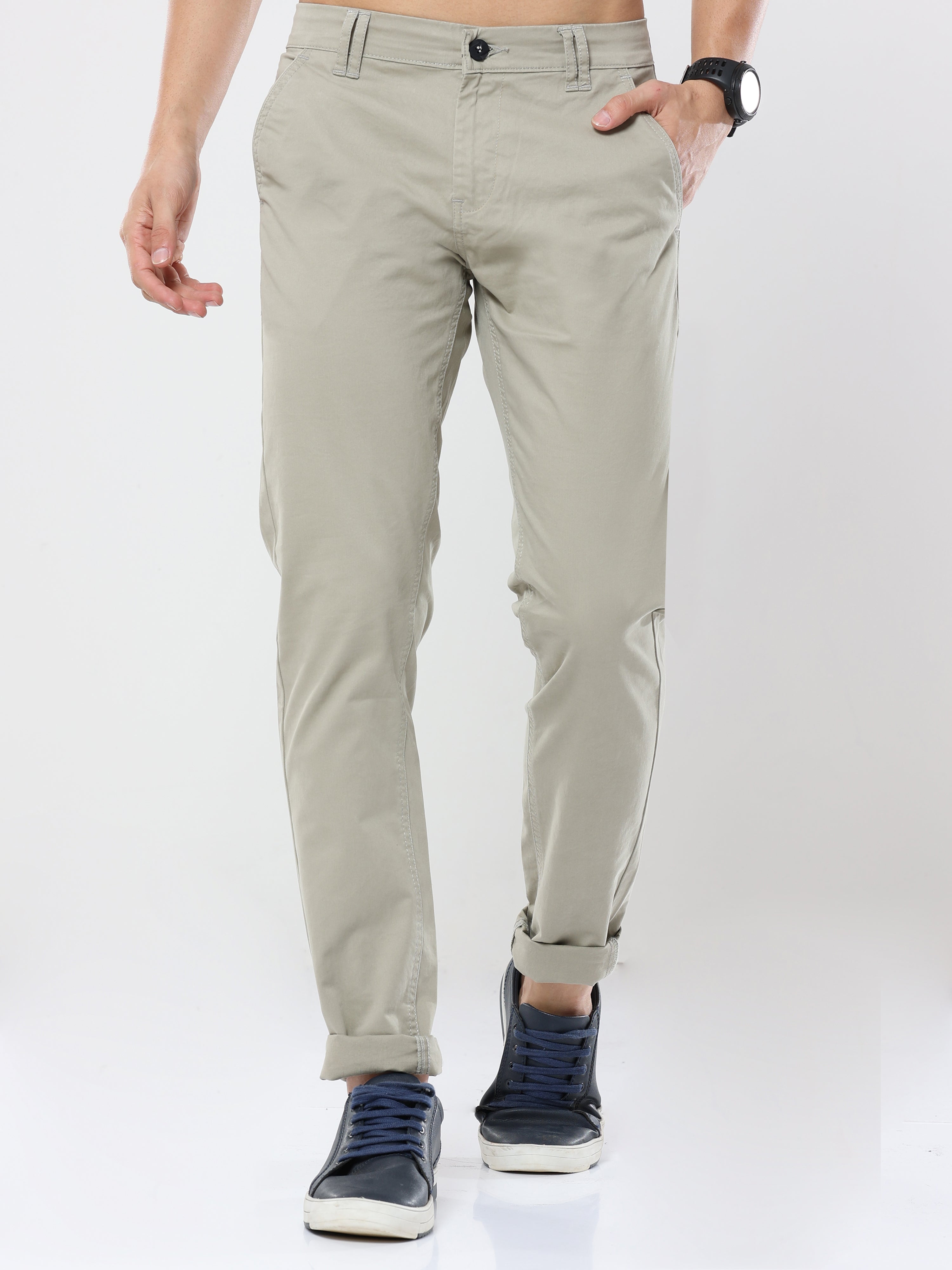 Albatross Plain classic Trout Gray chinos for mens