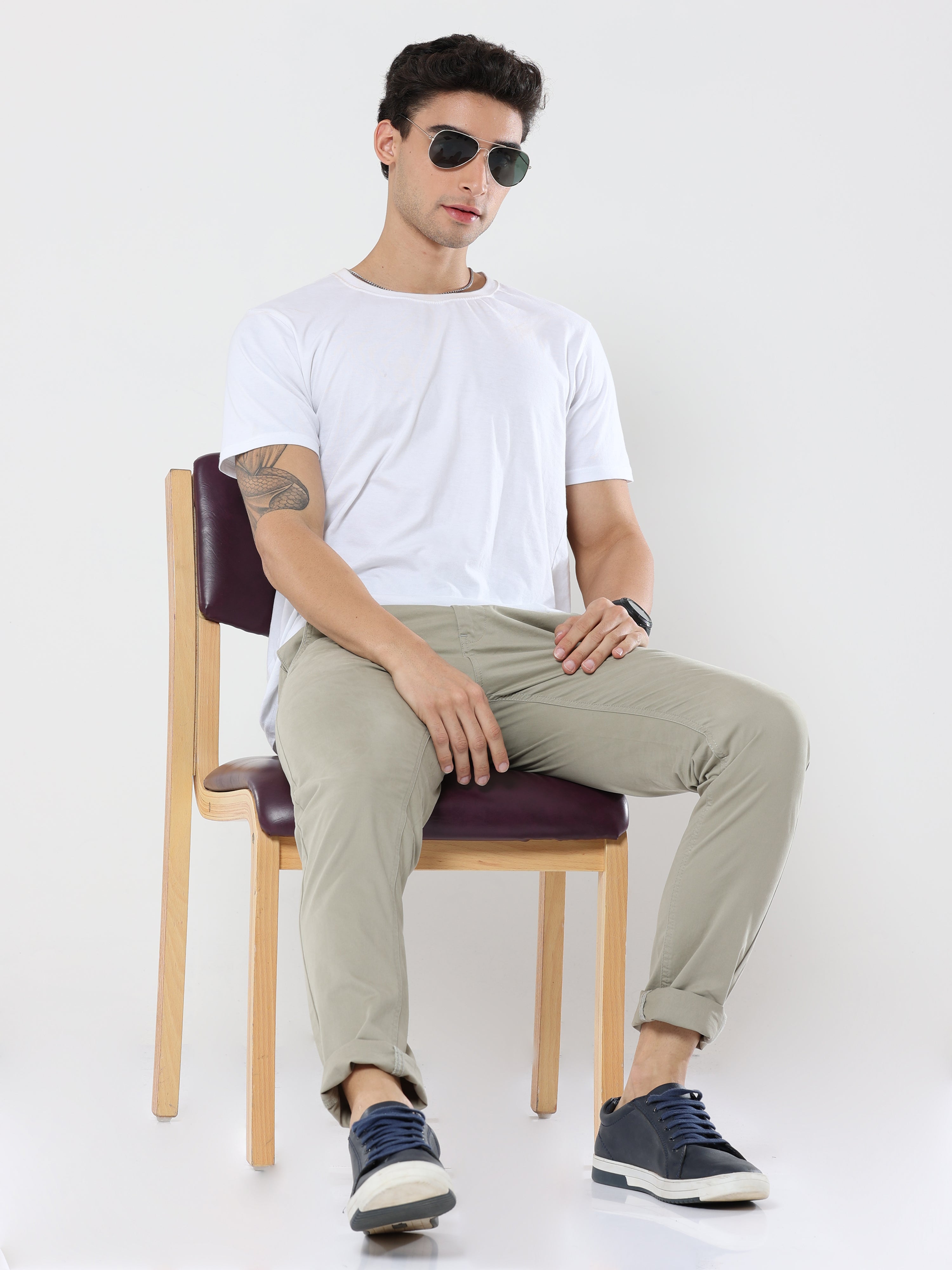 Albatross Plain classic Trout Gray chinos for mens