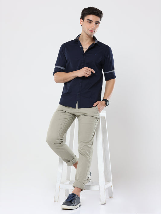 Navy Blue Plain premium Cotton Oxford Shirt For Men