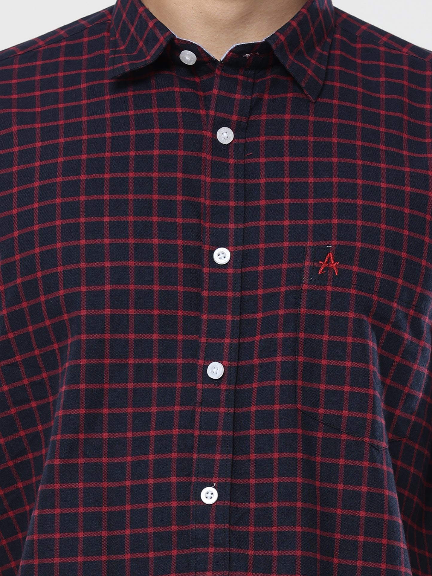 Red blue graph checks shirt for men