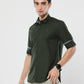 Military Green Plain Premium Cotton Oxford Shirt For Men