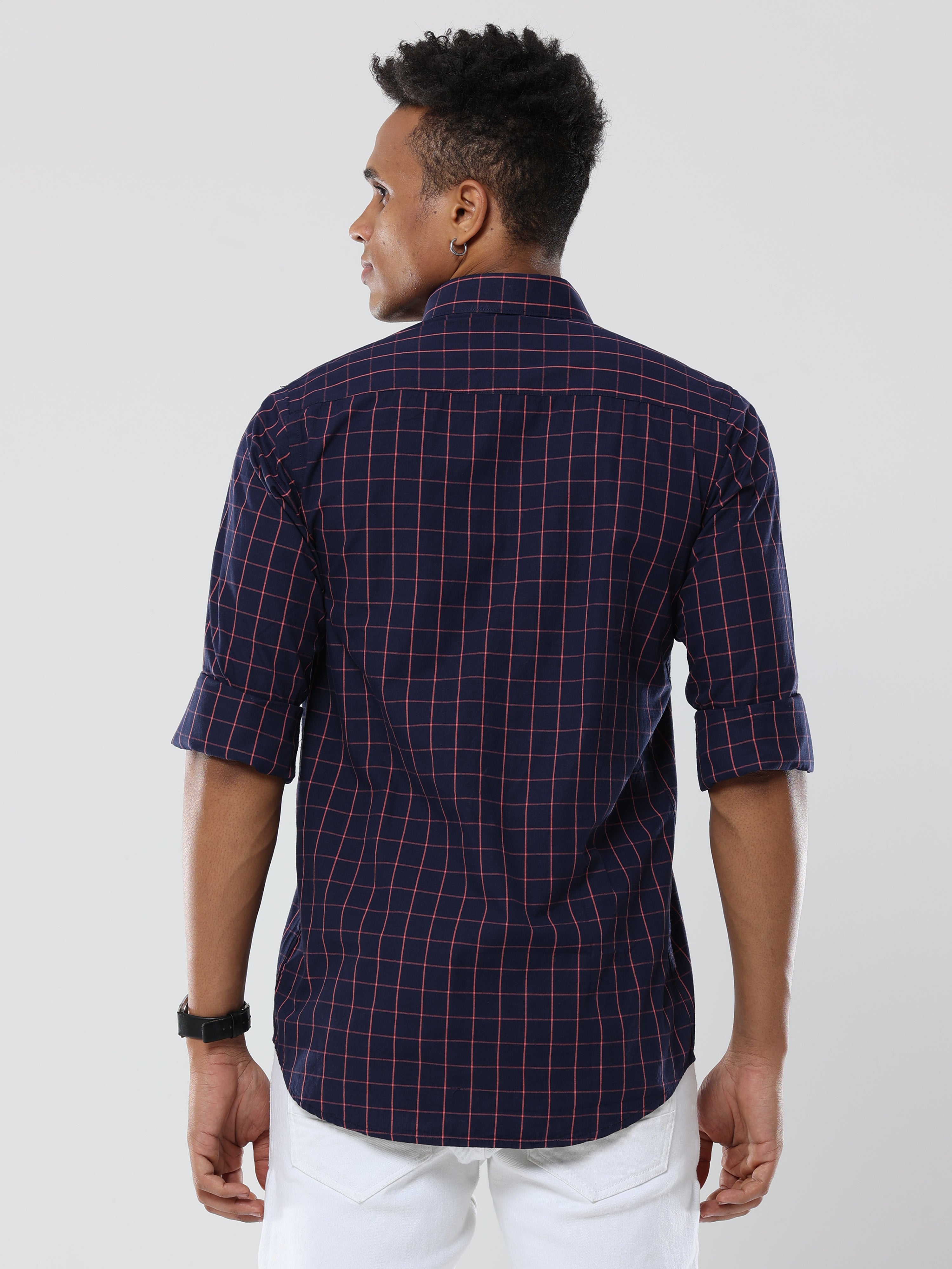 Blue-peach Graph Checks premium Cotton shirt for men