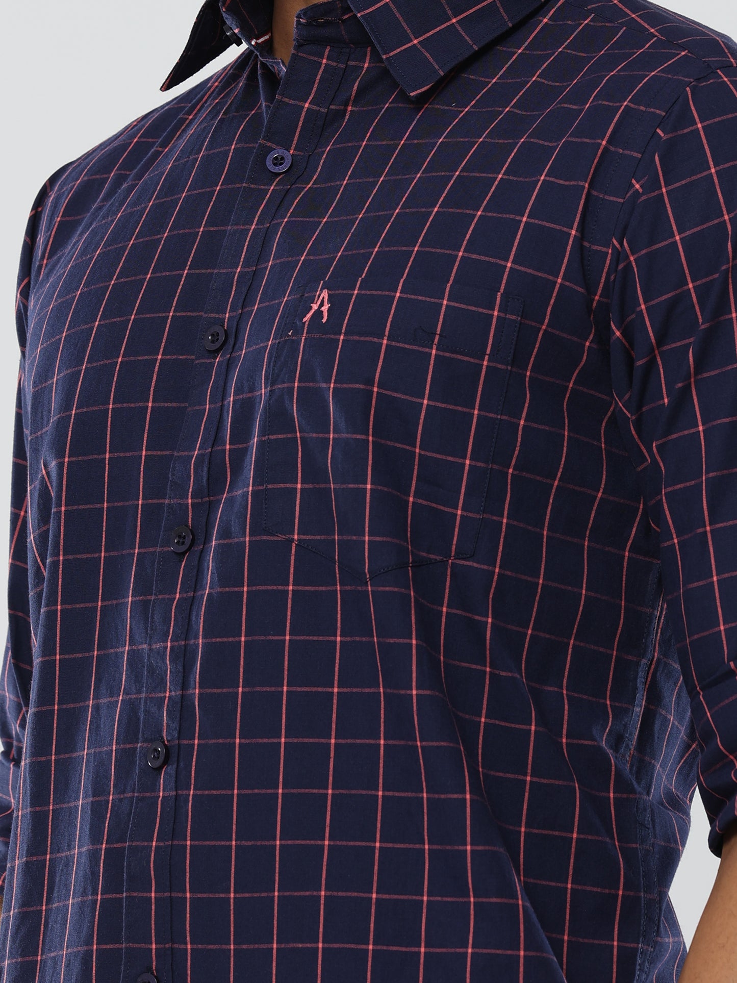 Blue-peach Graph Checks premium Cotton shirt for men