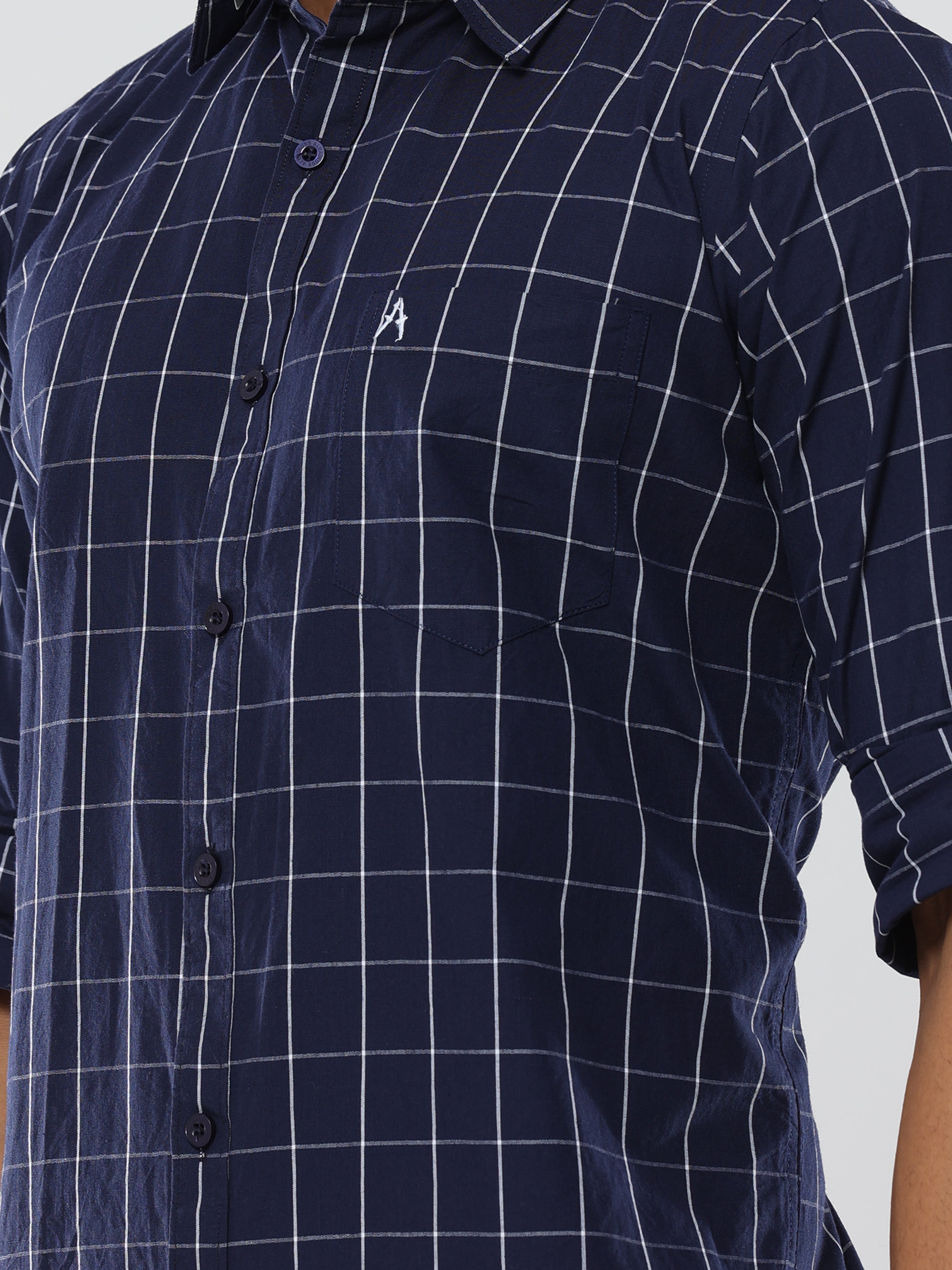 Blue-white Graph Checks premium Cotton shirt for men