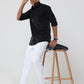 Black Plain premium Cotton linen shirt with pocket for men