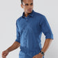 Royal Blue Plain premium Cotton linen shirt with pocket for men