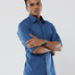 Royal Blue Plain premium Cotton linen shirt with pocket for men