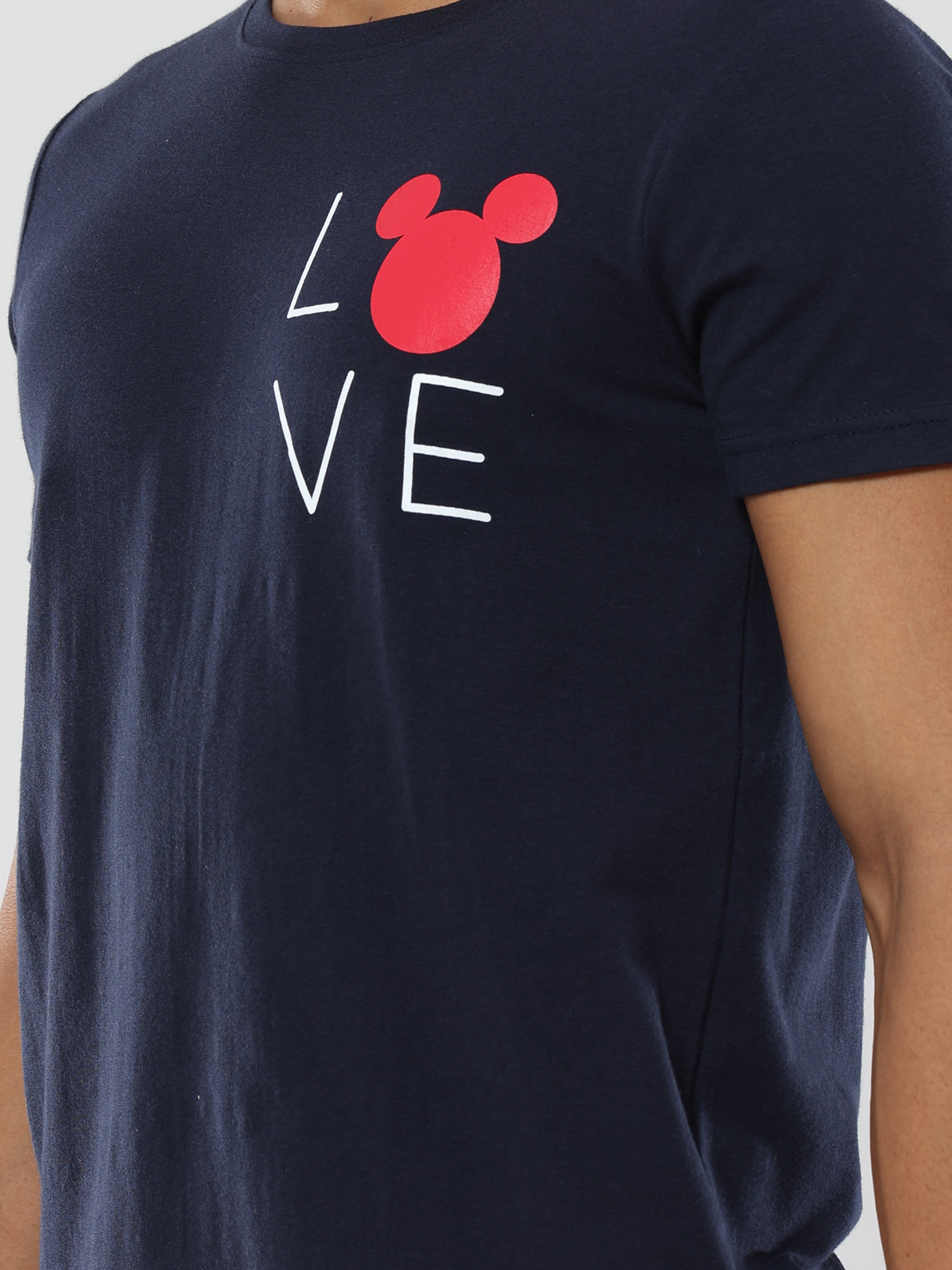 Navy Blue Love Round Neck Cotton Tshirt for men