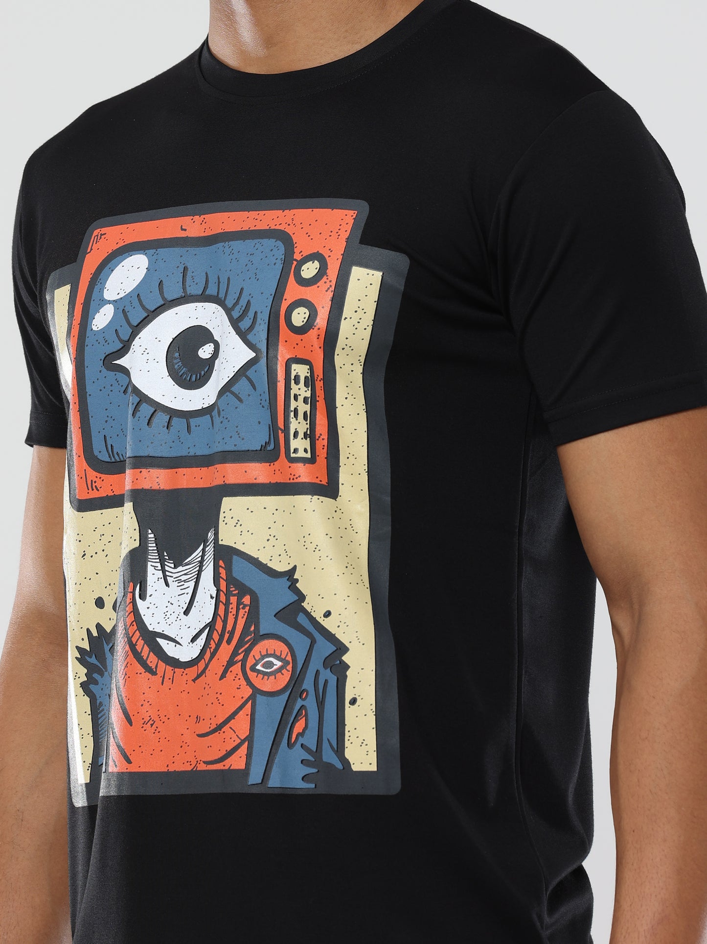 Classic Italian Black third eye printed T-shirt for men
