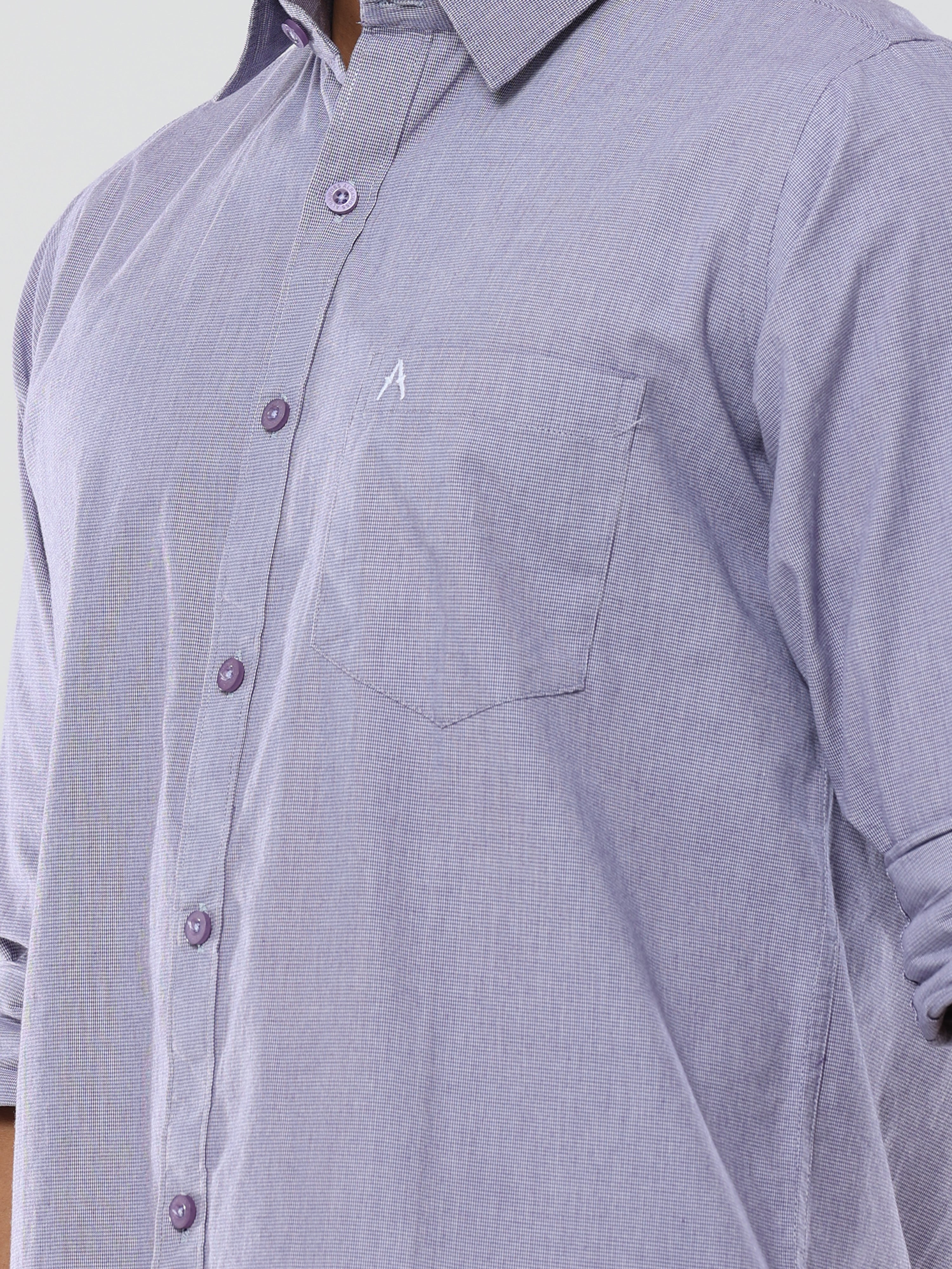 Light Purple pin checks  shirt with pocket for men