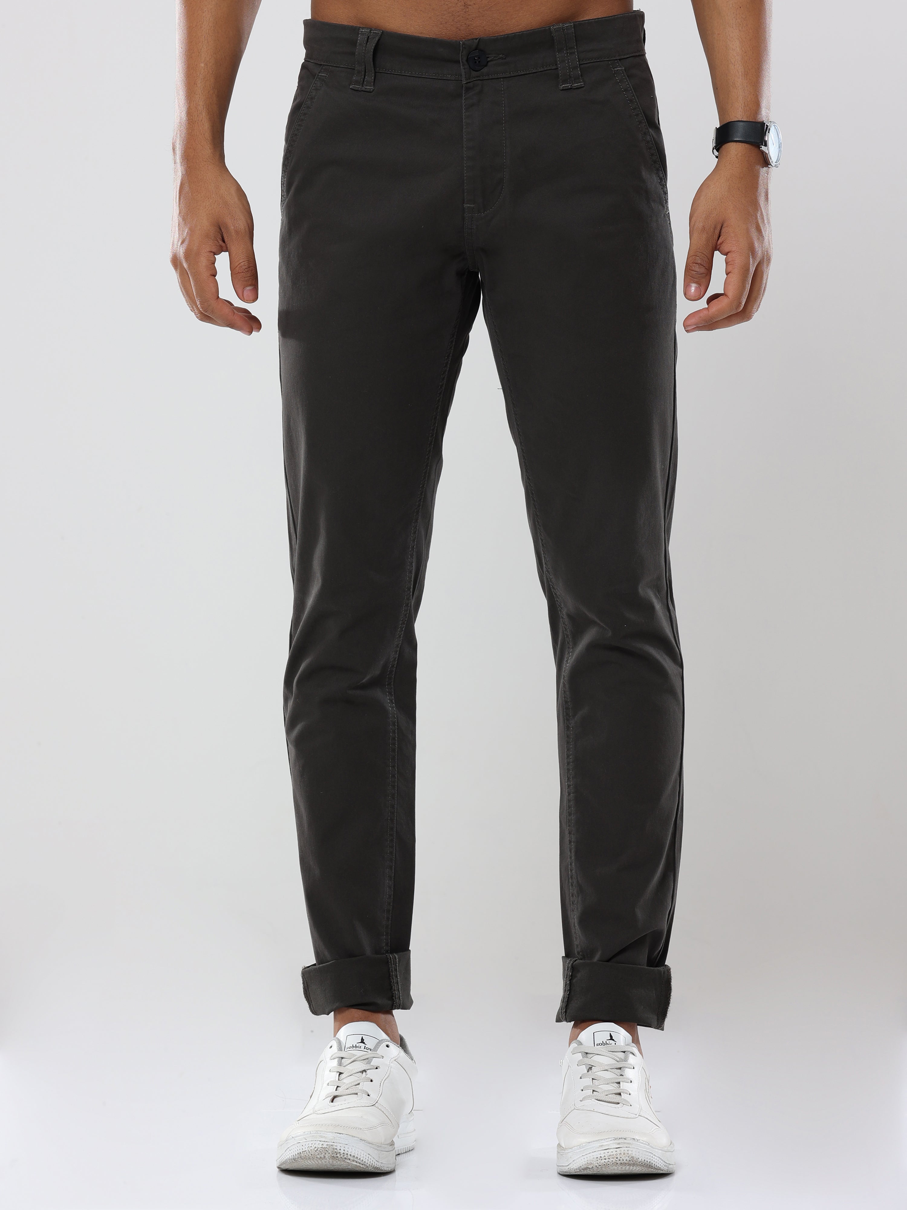 Albatross Plain classic Charcoal chinos for mens