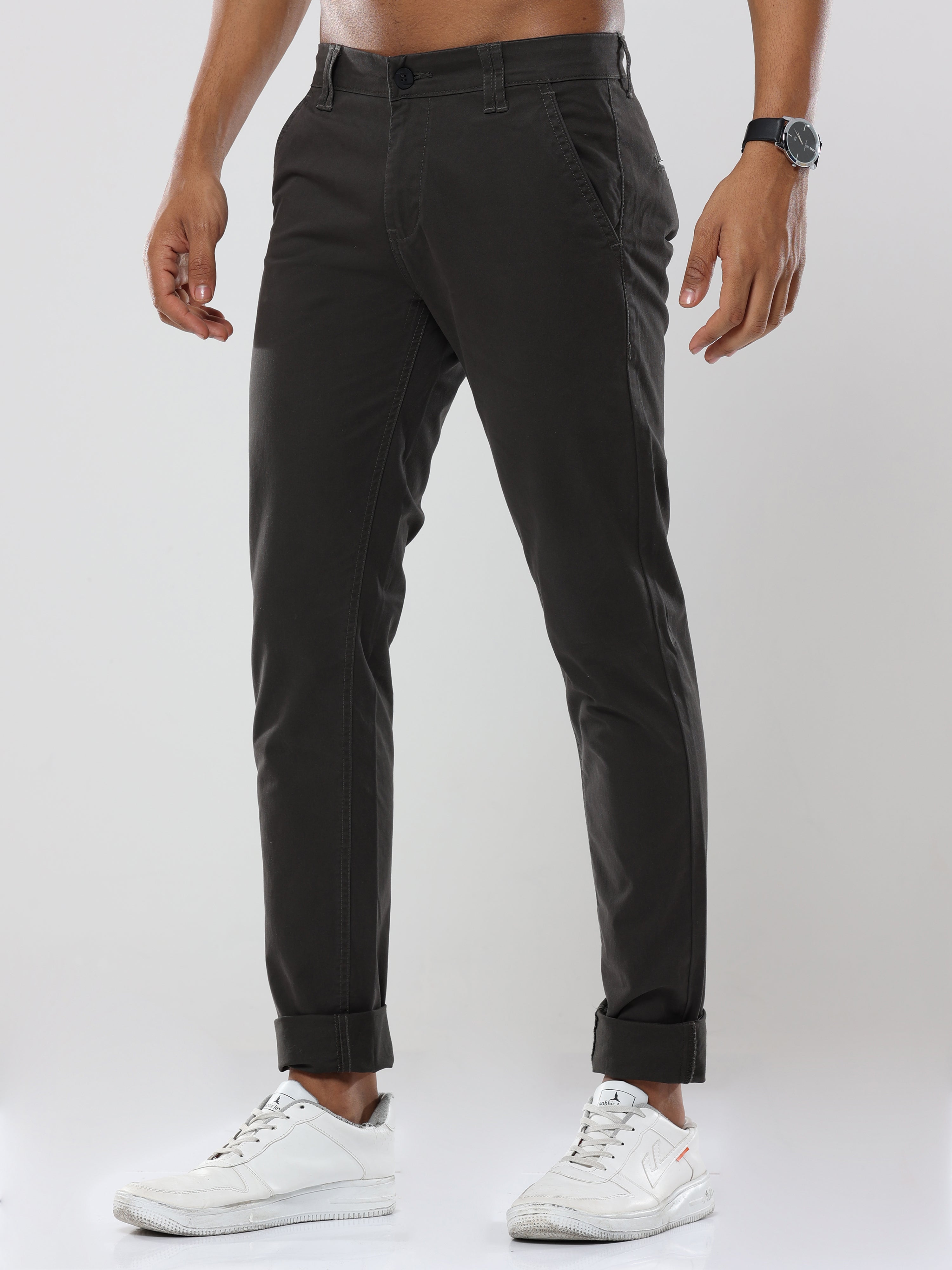 Albatross Plain classic Charcoal chinos for mens