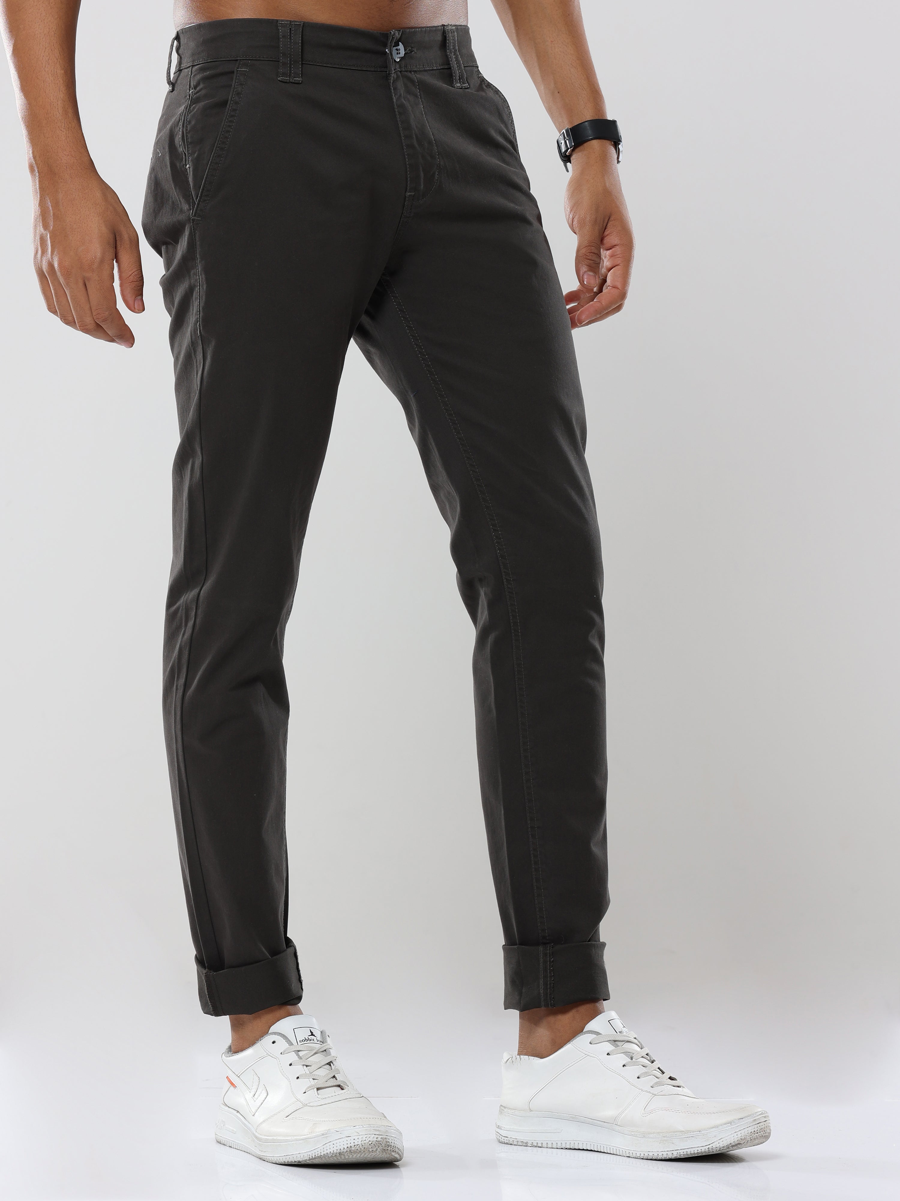 Albatross Plain classic Charcoal chinos for mens