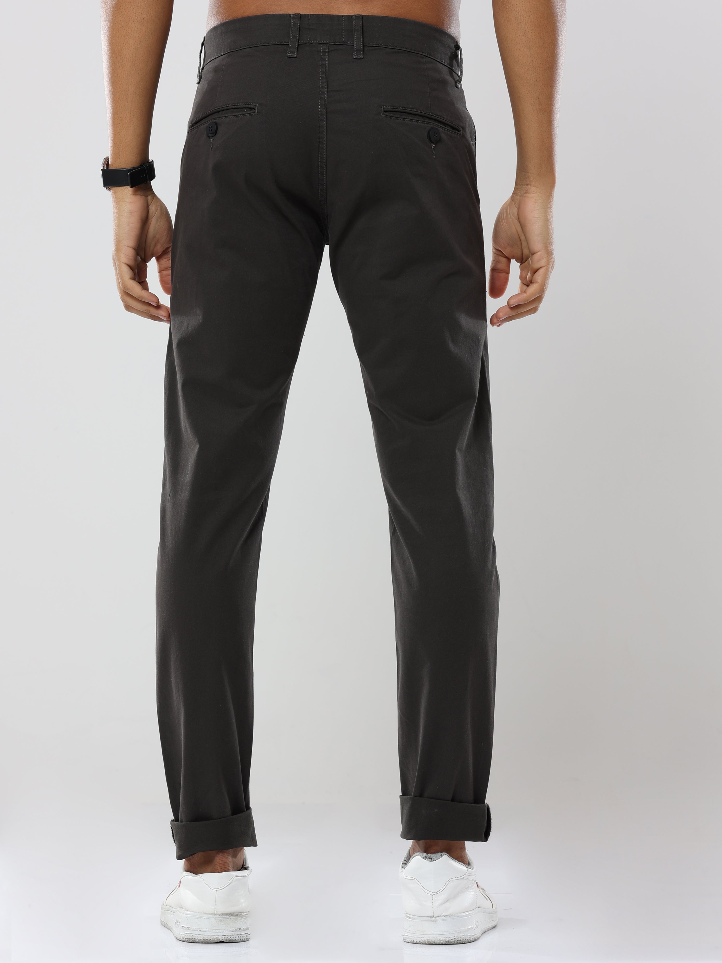 Albatross Plain classic Charcoal chinos for mens