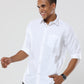 White Plain premium Cotton linen shirt with pocket for men