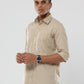 Biscuit Plain premium Cotton linen shirt with pocket for men