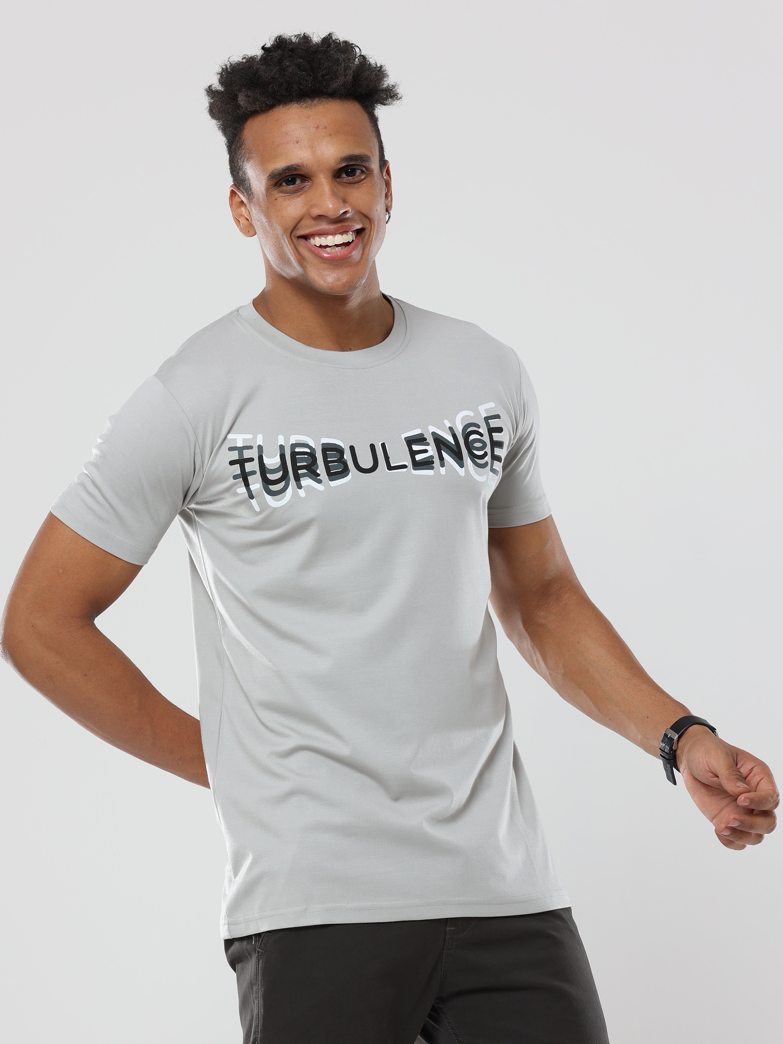 Classic Italian light gray Turbulence printed T-shirt for men