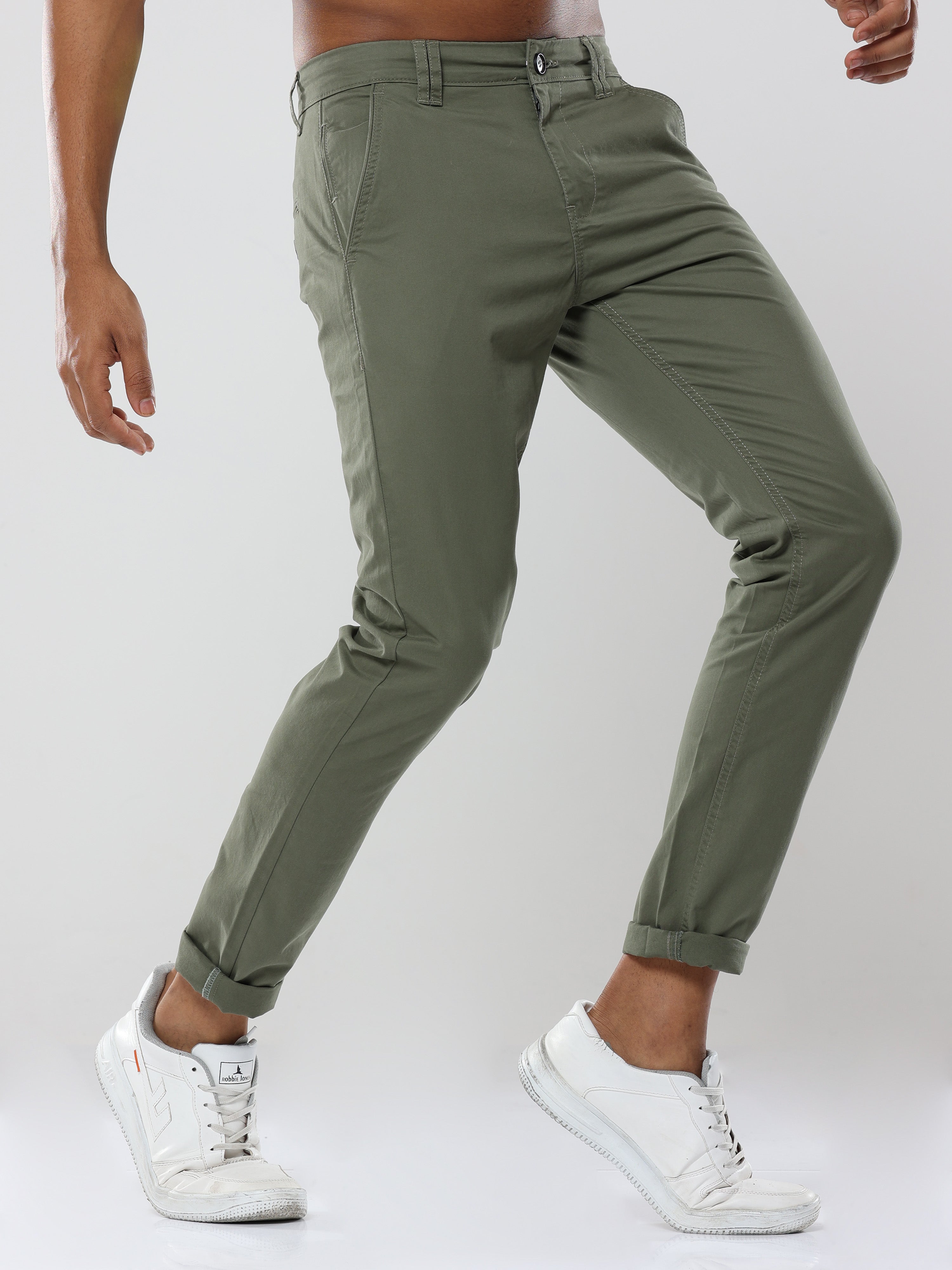 Albatross Plain classic Olive Green chinos for mens