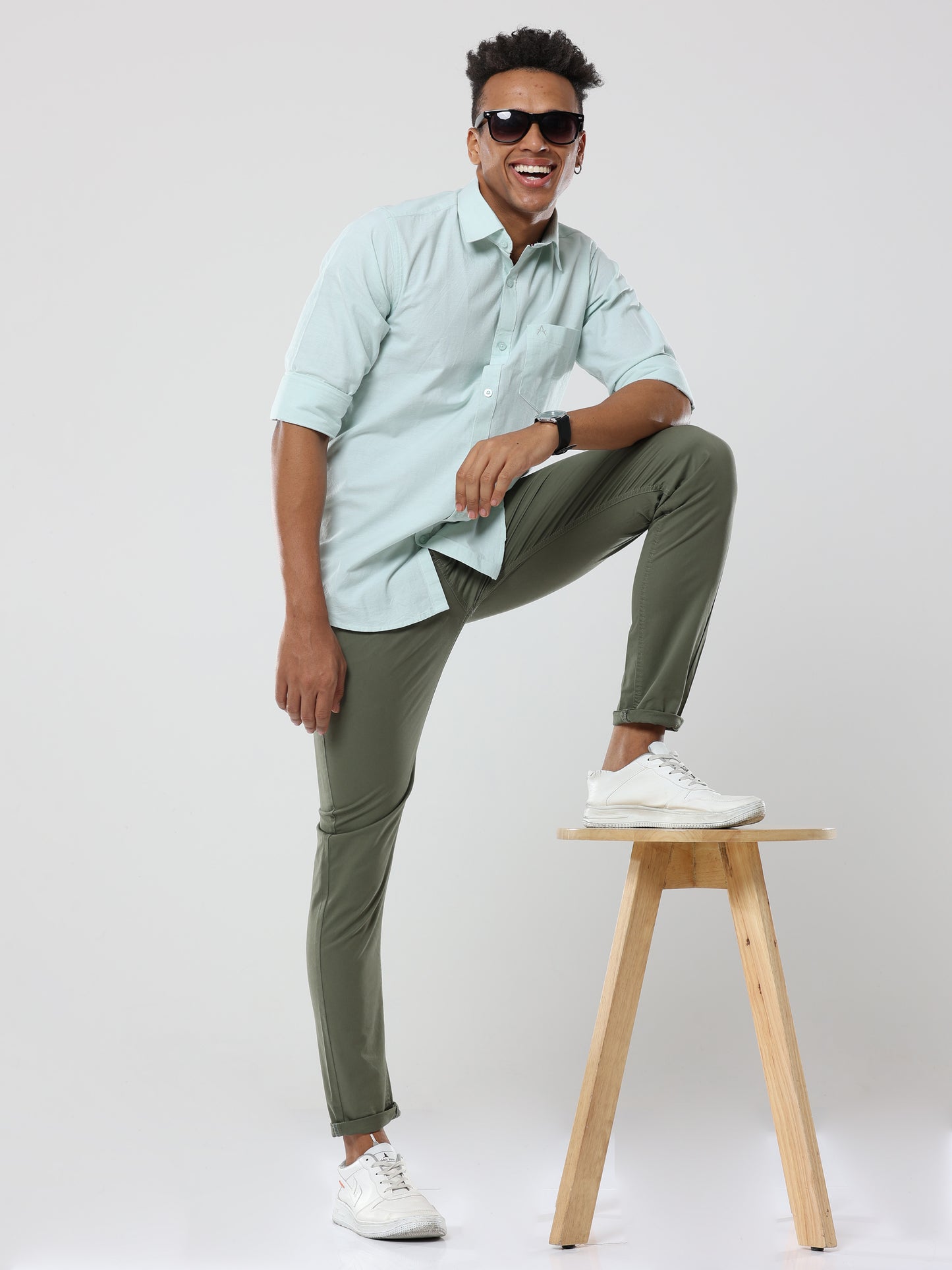 Albatross Plain classic Olive Green chinos for mens