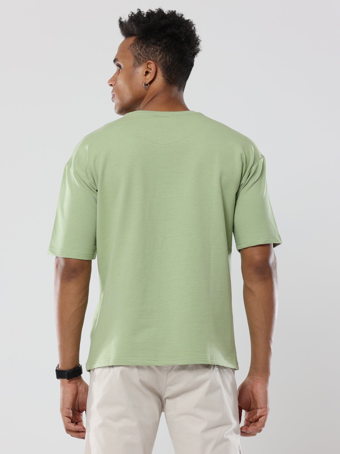 Pista Green Dancester Print very premium Quality Oversized T-Shirt