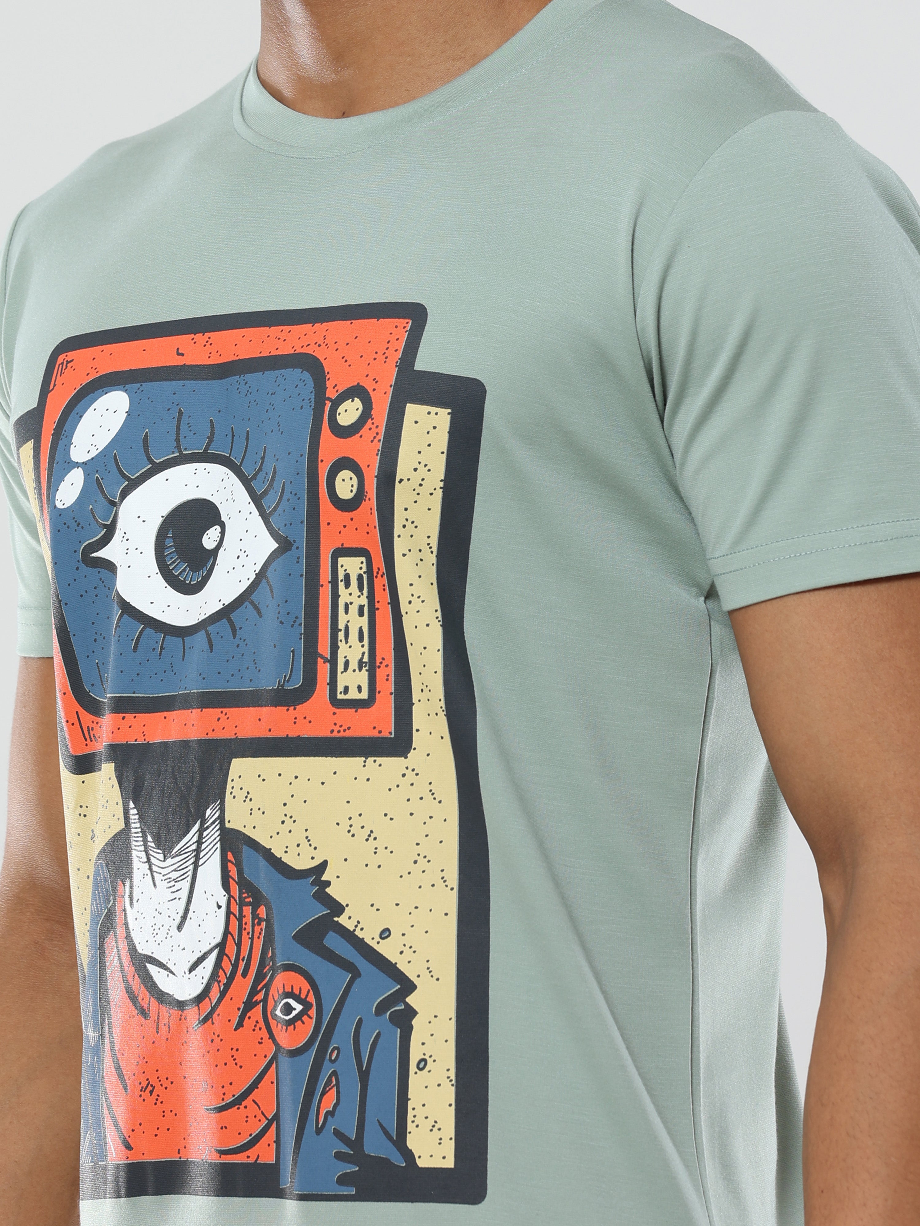 Classic Italian Sea Green third eye printed T-shirt for men