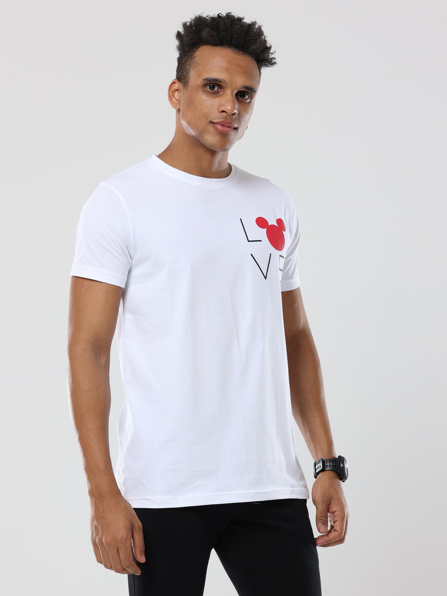 White Love Round Neck Cotton Tshirt for men